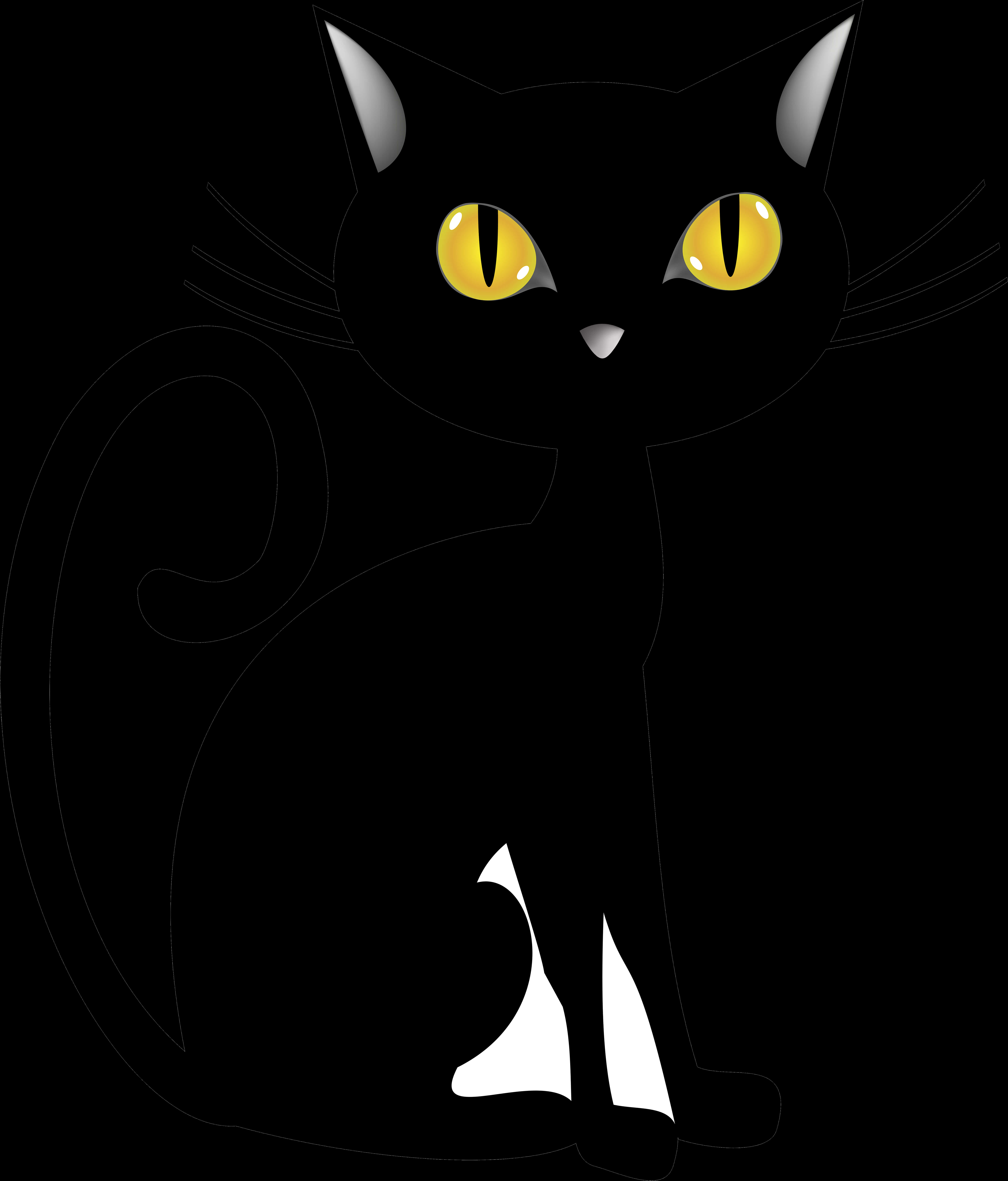 Swart Kat Geel Oë Illustrasie Muurpapier
