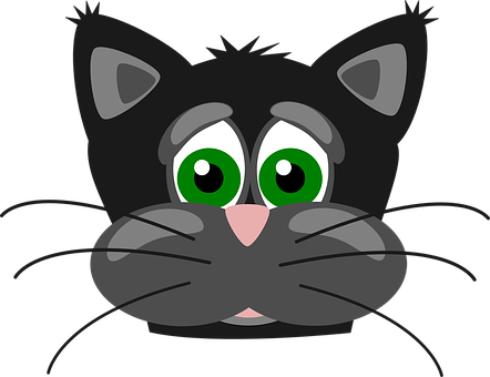 Swart Kat Groen Oë Spotprent Muurpapier