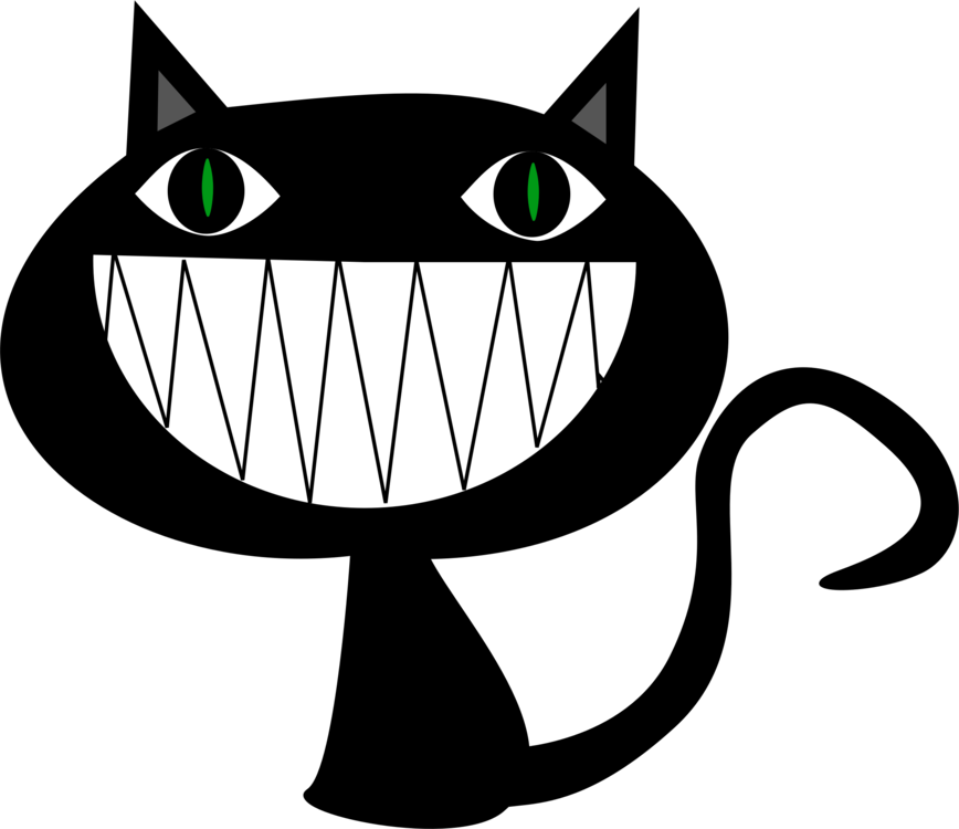 Swart Kat Spotprent in Cheshire Styl Muurpapier