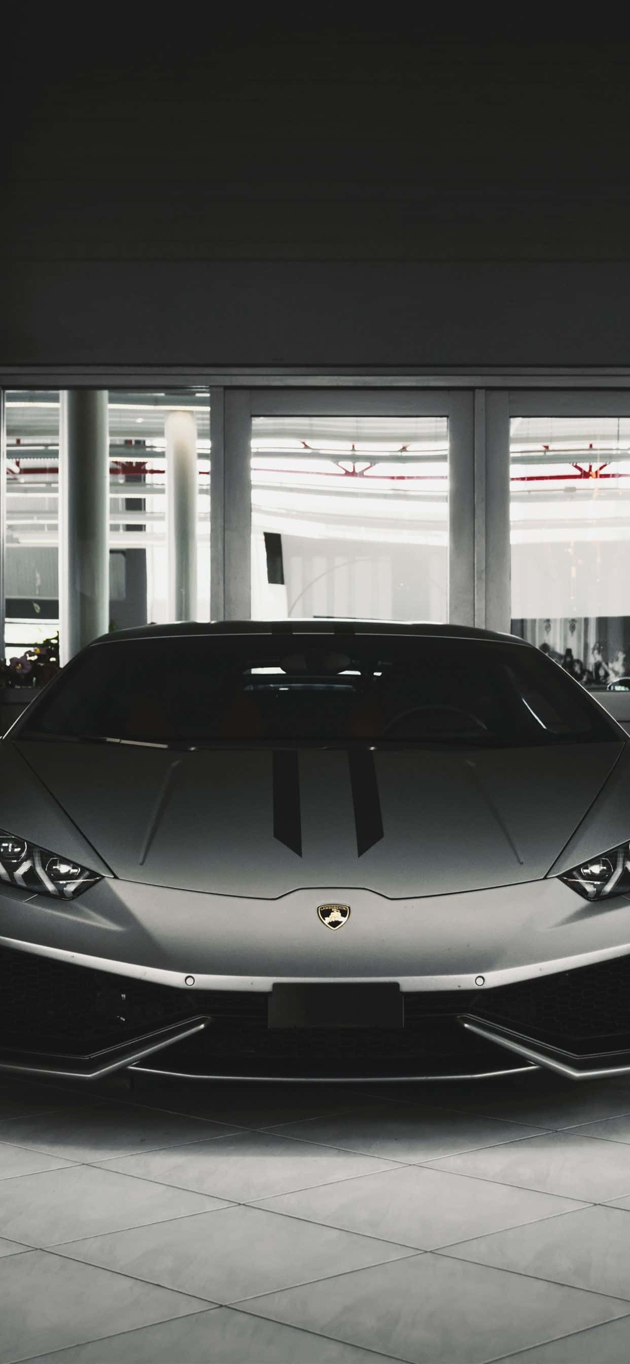Swart Lamborghini iPhone Vooraansig Muurpapier