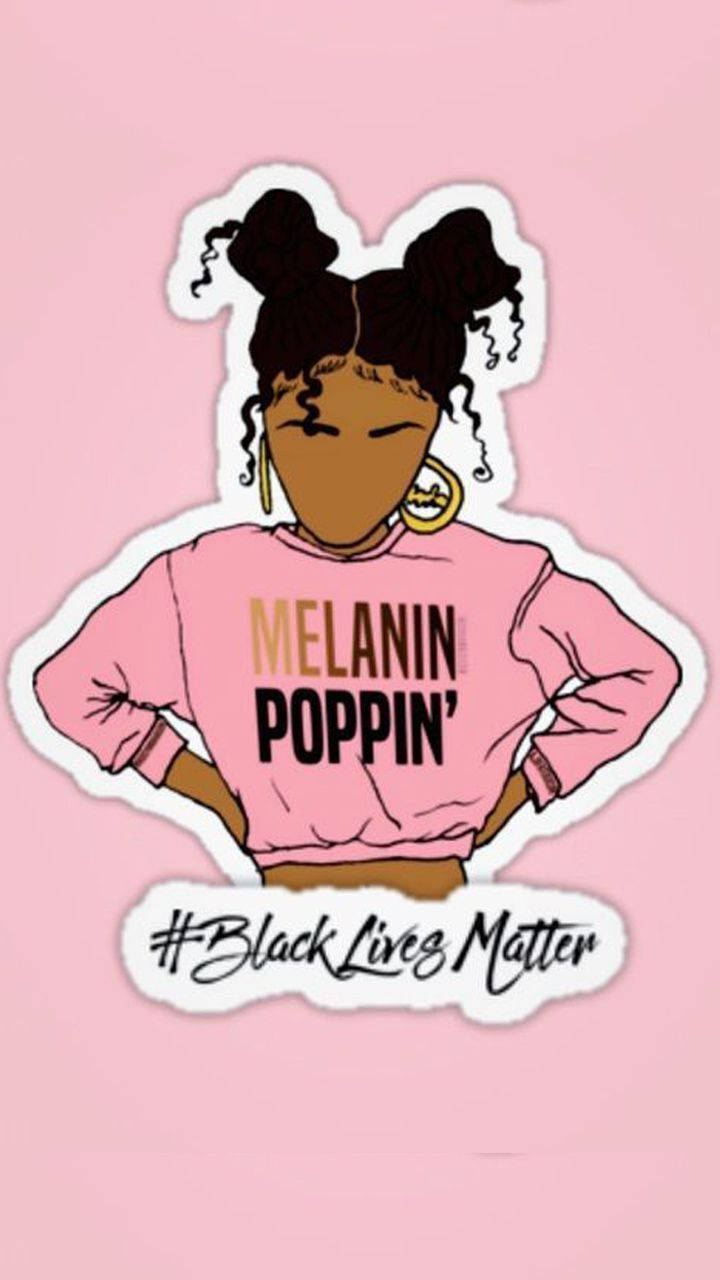 Swart Meisie Baddie Met Melanien Poppin' Trui Muurpapier