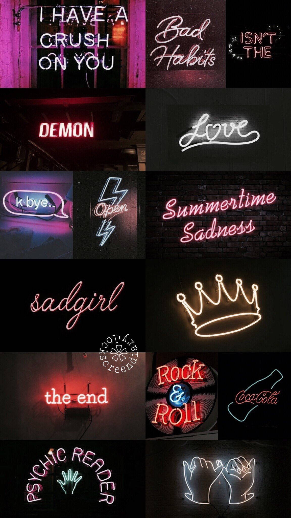 Swart Neon Estetiek Boodskappanele en Tekens Muurpapier