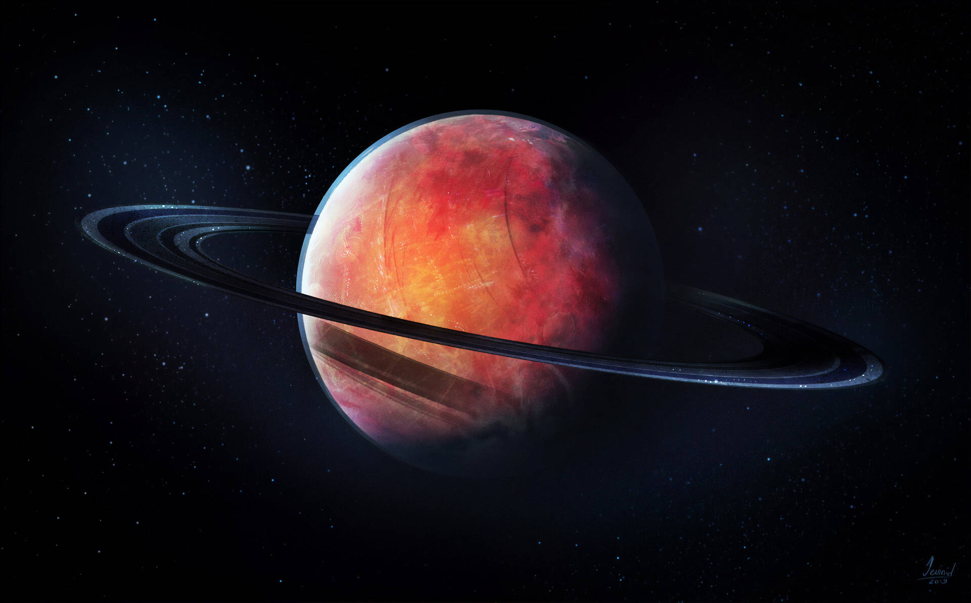 Swart Ring Saturnus 4K — 4K ruimte GIF Muurpapier