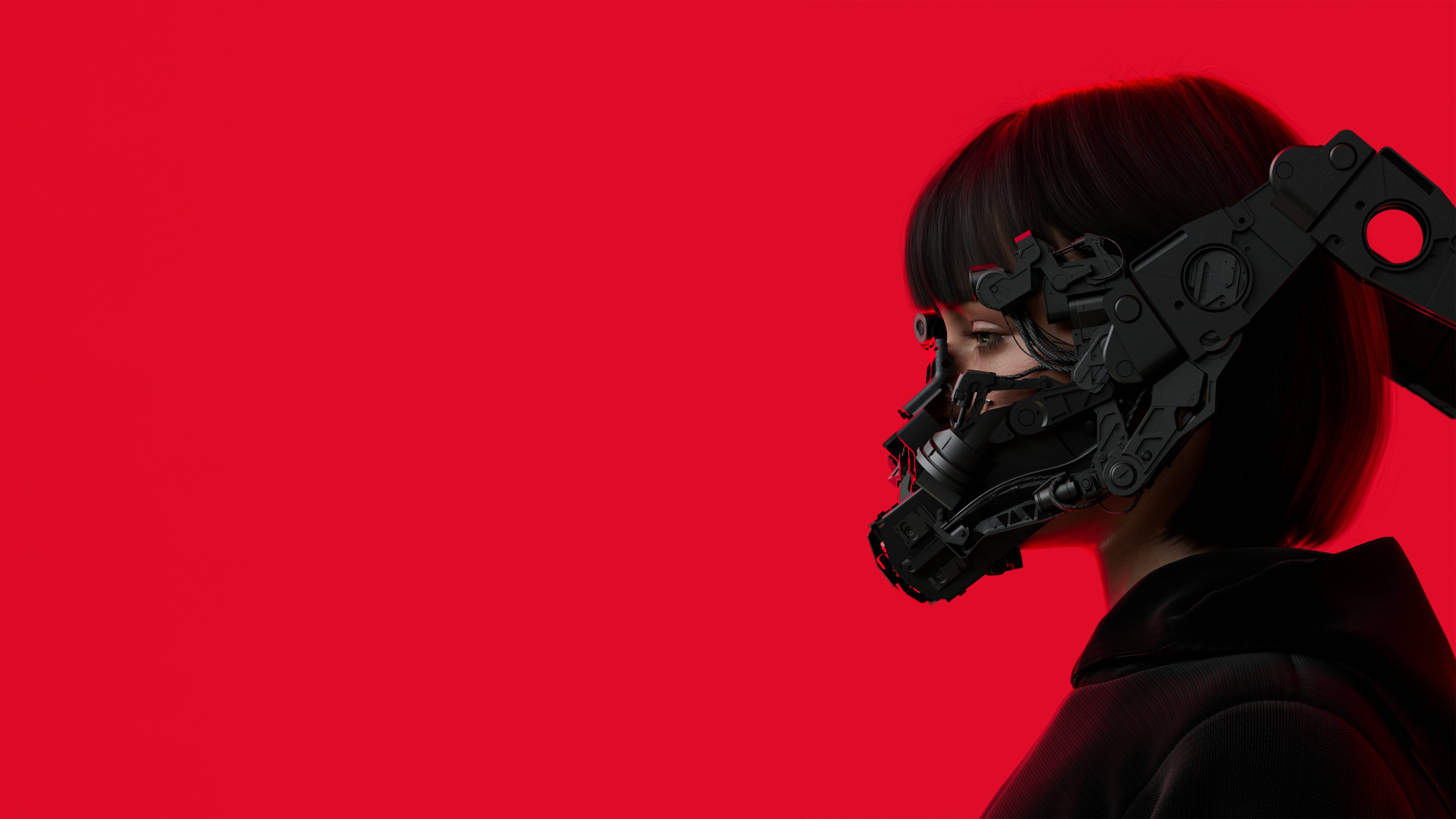 Swart Rooi 4K Cyberpunk Muurpapier