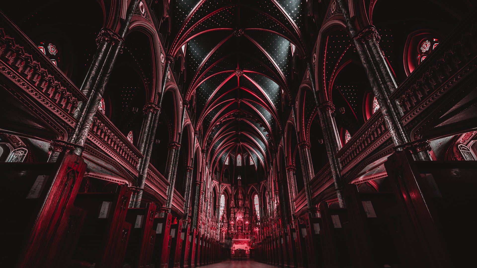 Swart Rooi 4K Kasteel — Rooi estetiese GIF Muurpapier
