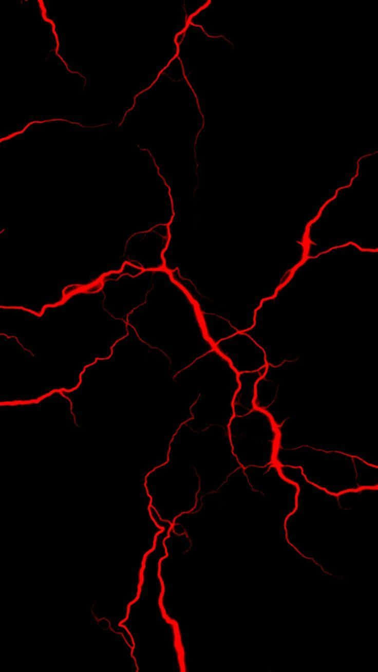 Swart Rooi Neon Weerligstrale Foon Muurpapier