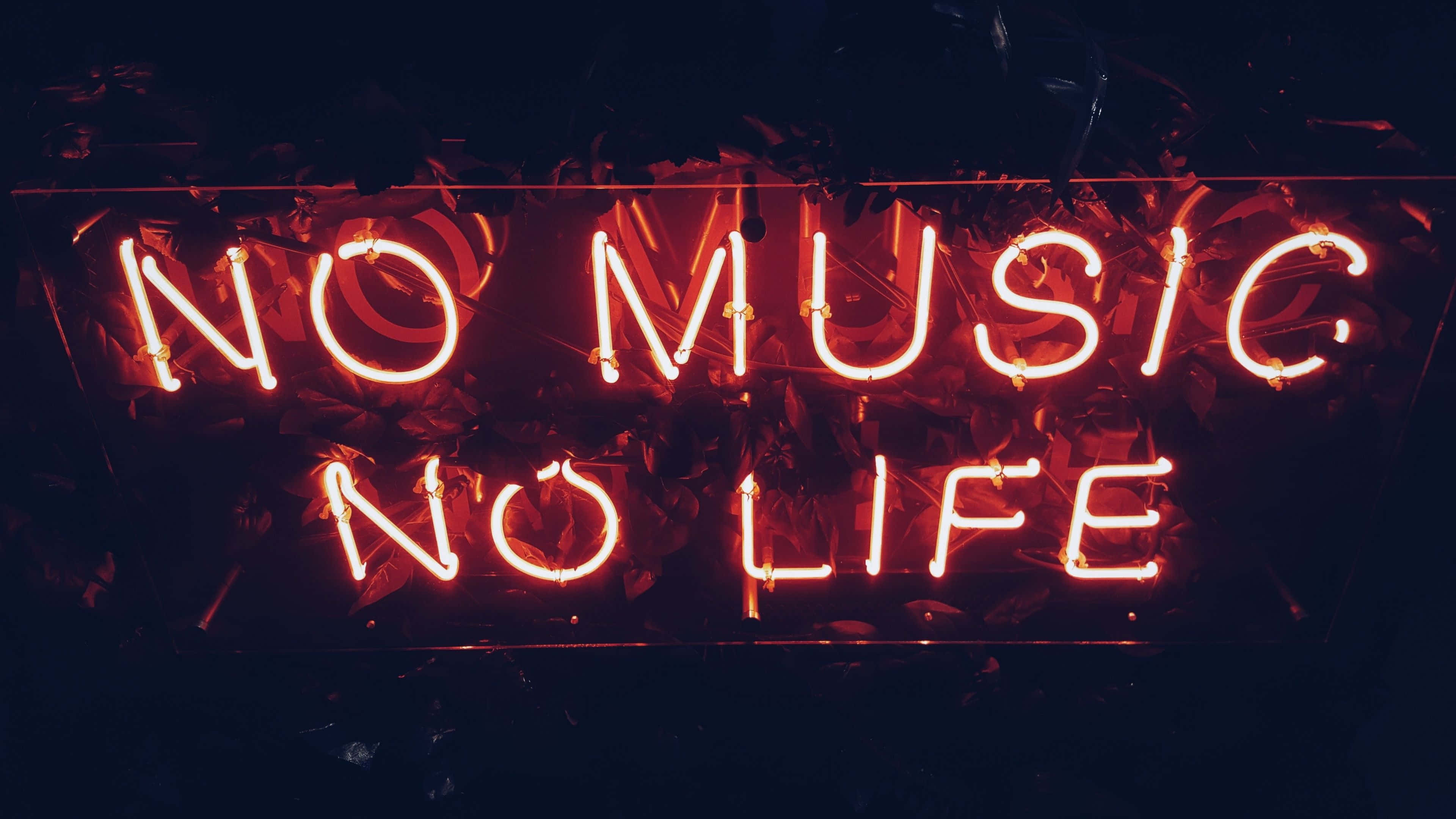 Swart Rooi Neon Geen Musiek Geen Lewe Muurpapier