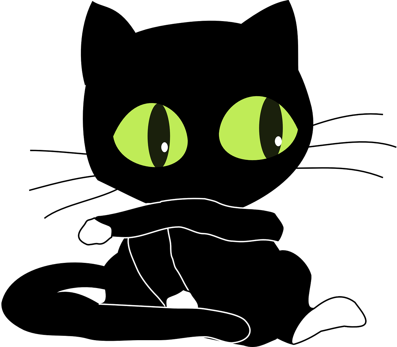 Swart Spotprent Kat Groen Oë Muurpapier