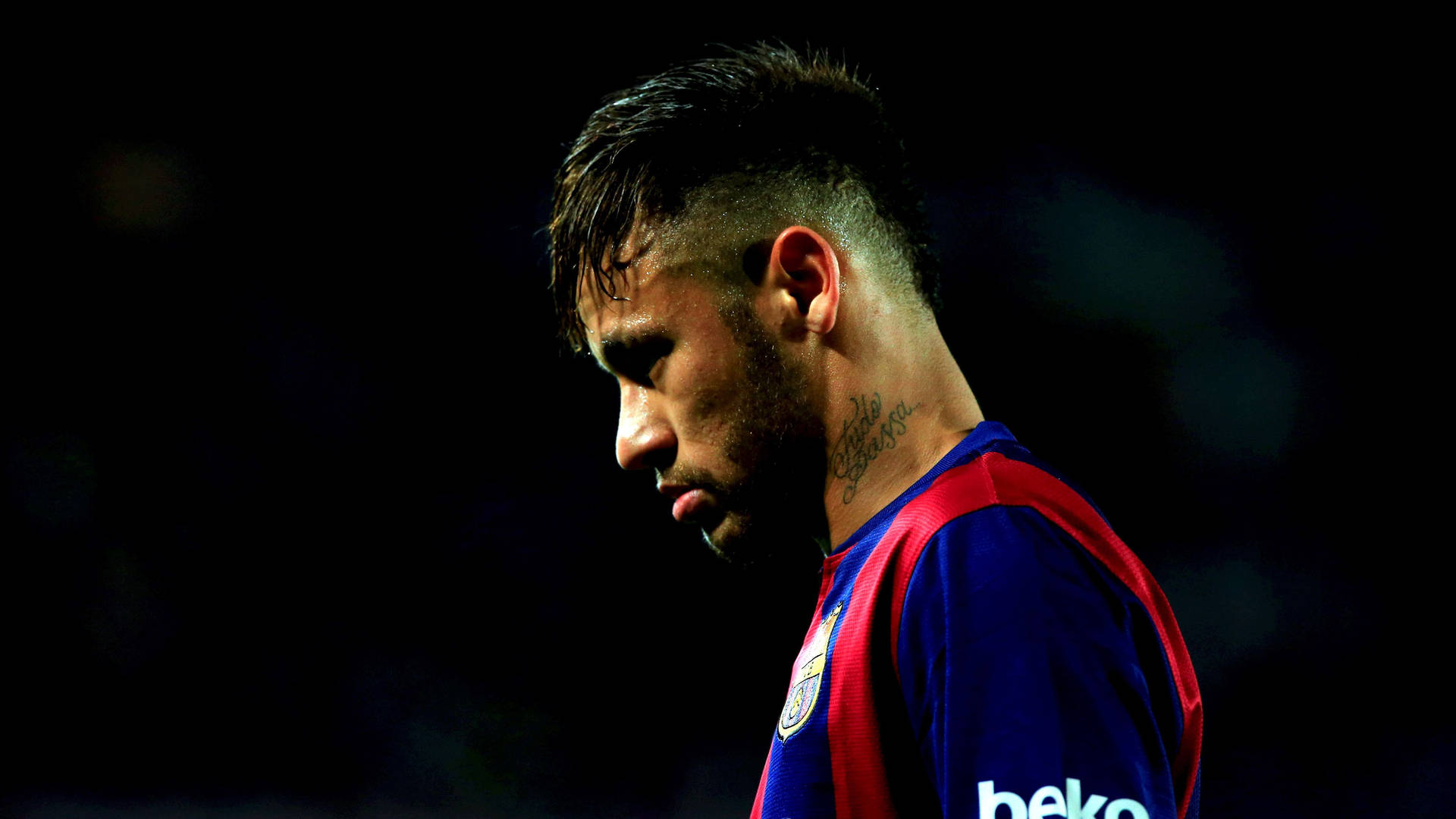 Sy-aansig Hoek Neymar Jr.-agtergrond.