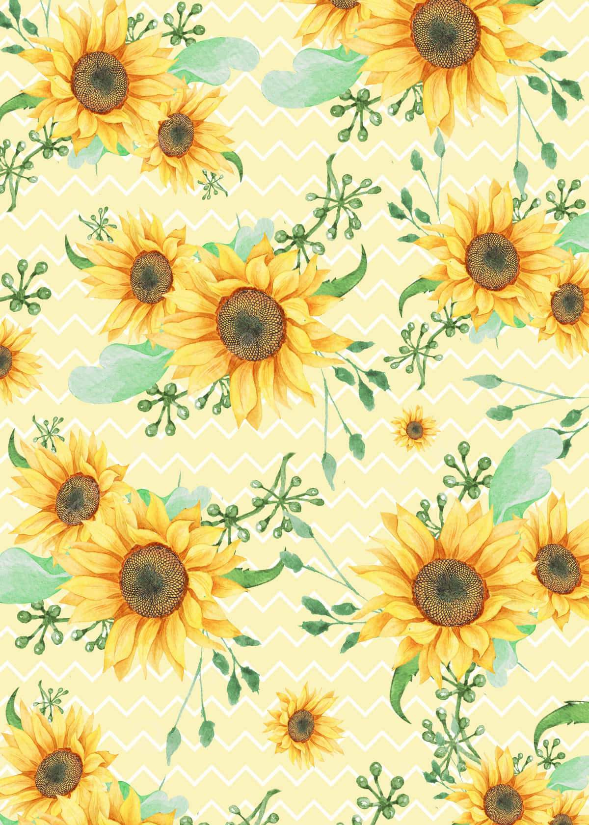 Syg-sag Lyne met Sonneblomfoon Muurpapier