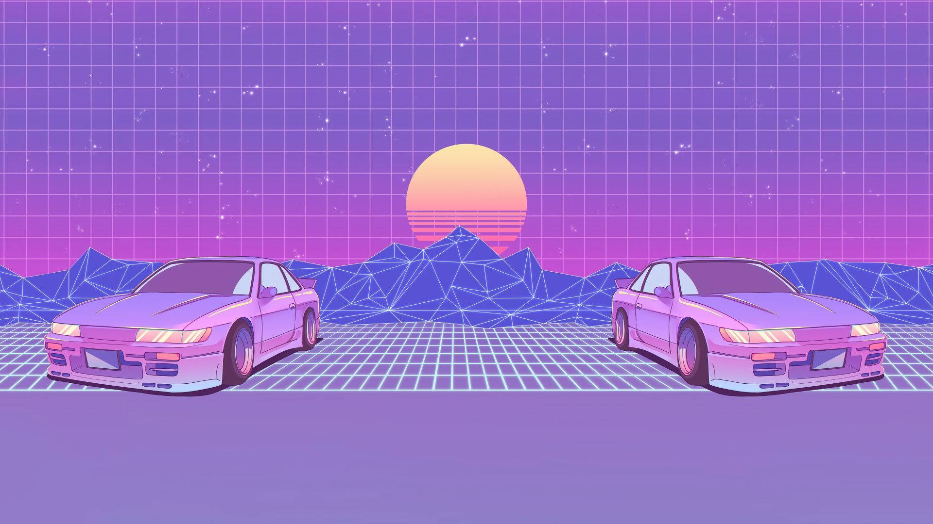 Synthwave JDM-estetika Muurpapier