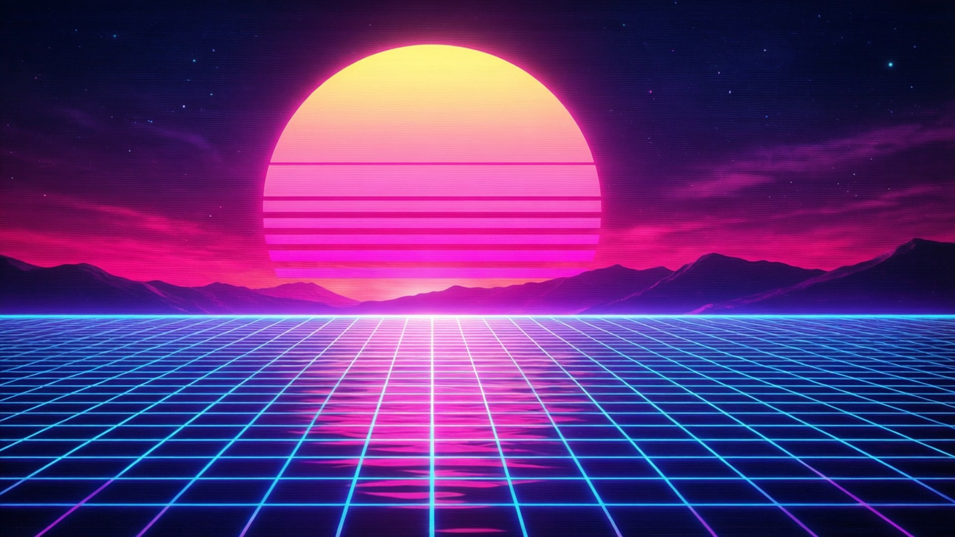 Synthwave-sondergang Muurpapier