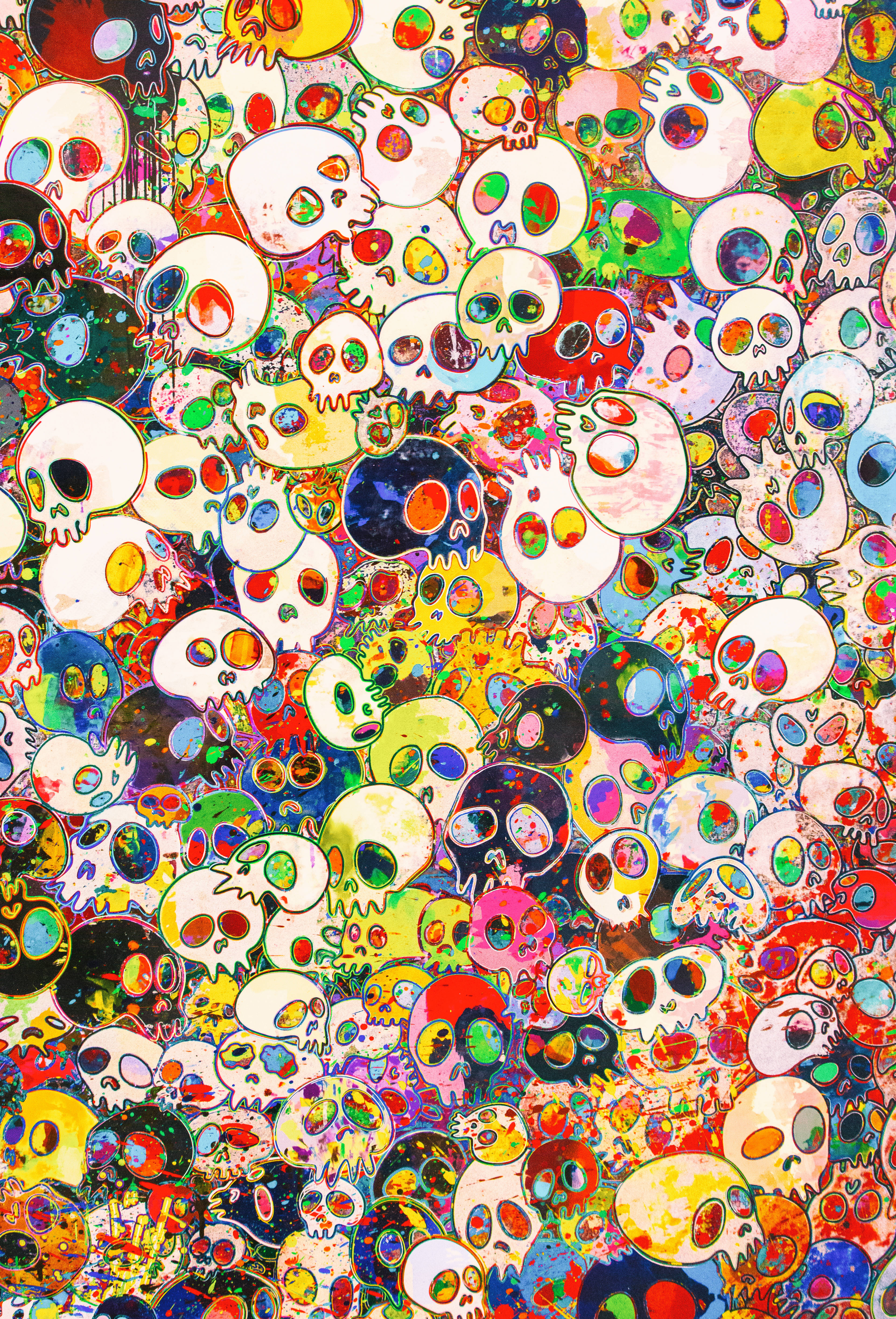 Takashi Murakami Skulls Groot 4K Muurpapier