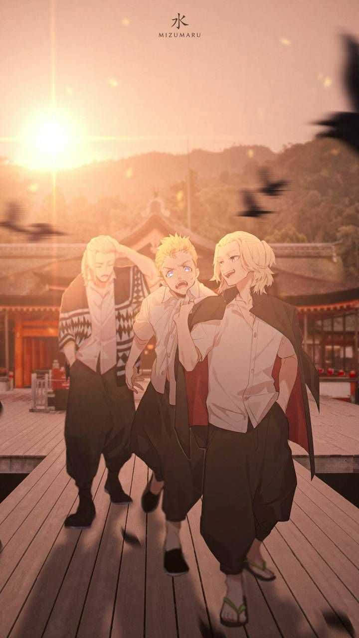 Takemichi, Mikey en Draken Tokyo Revengers Anime Muurpapier