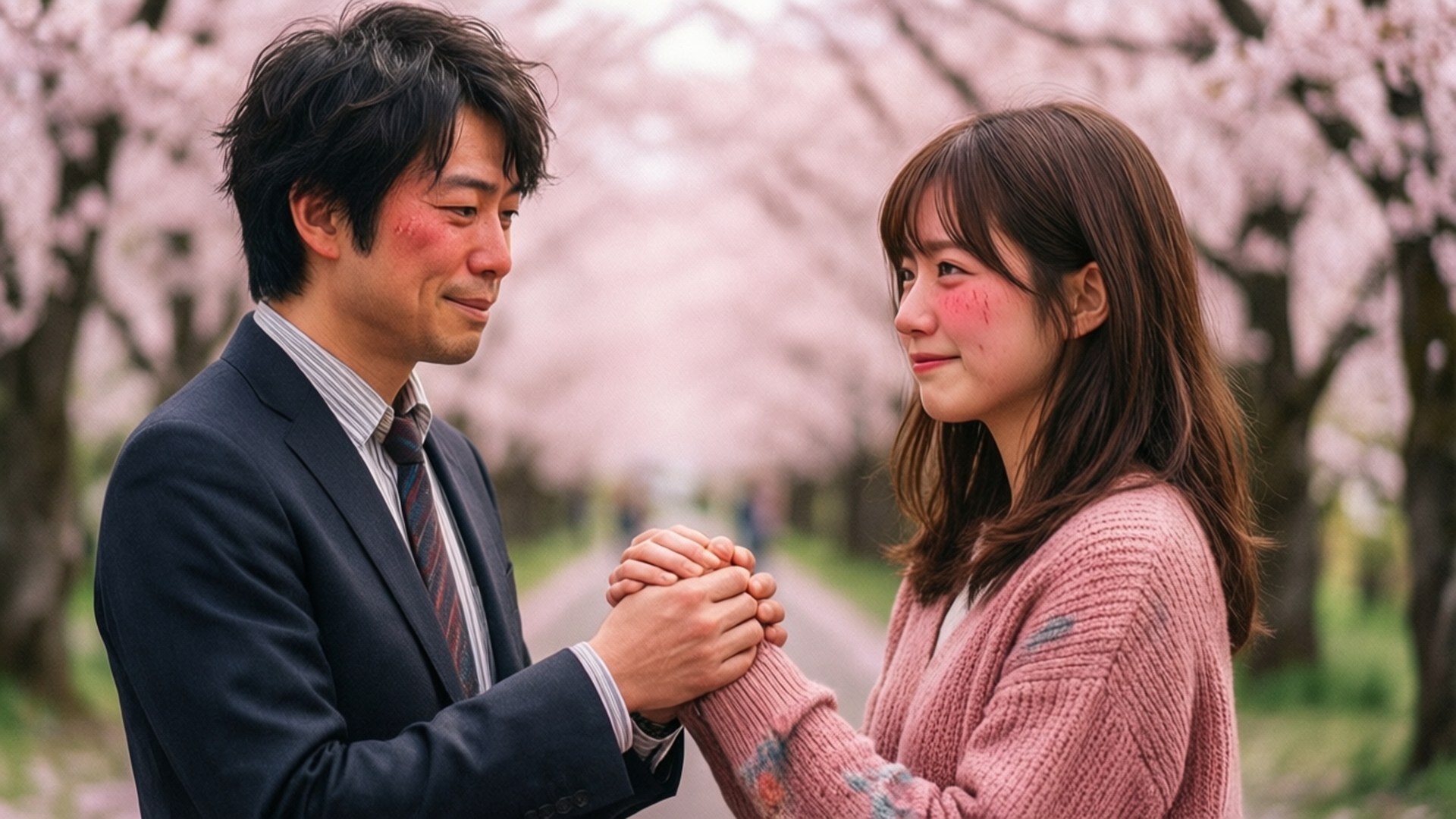 Takeo en Rinko Kersiebloeisels Muurpapier
