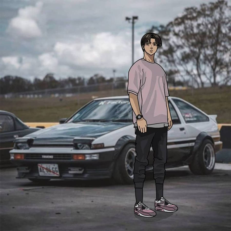 Takumi Fujiwara voor 'n Motor Anime Muurpapier