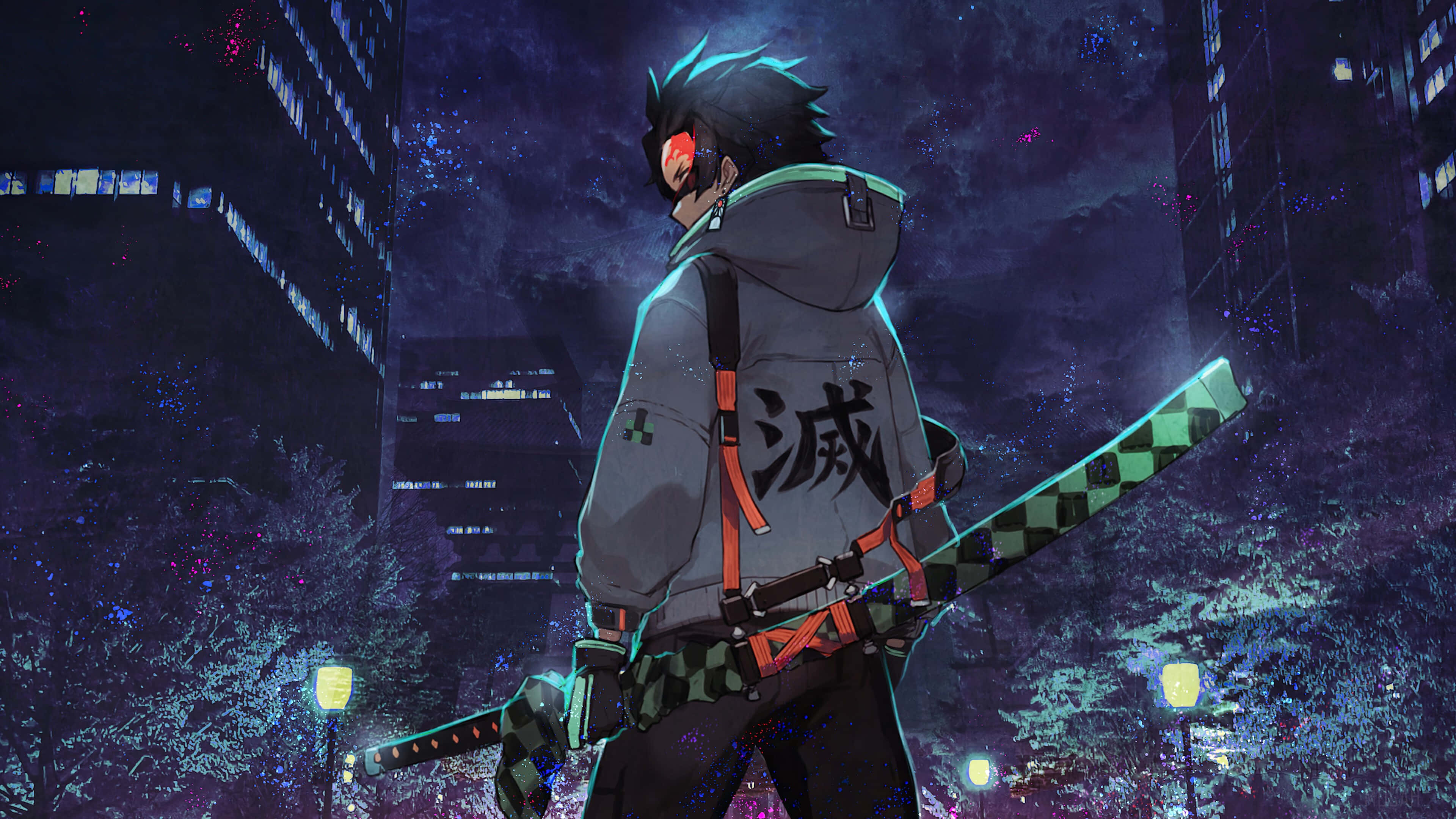 Tanjiro Demon Slayer Anime 4K Agtergrond Muurpapier