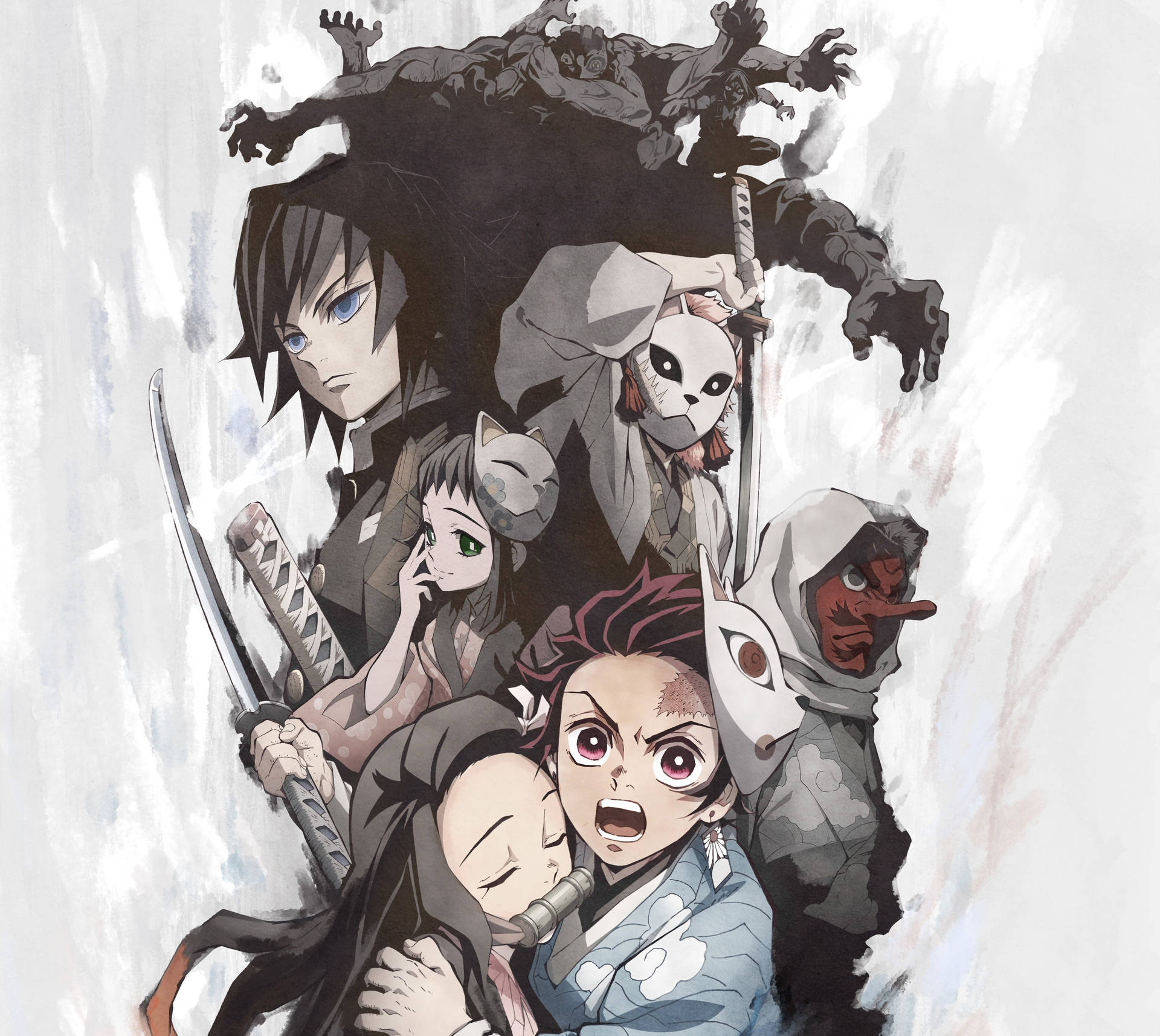 Tanjiro en die Hashira, kragtige demoonvegters Muurpapier