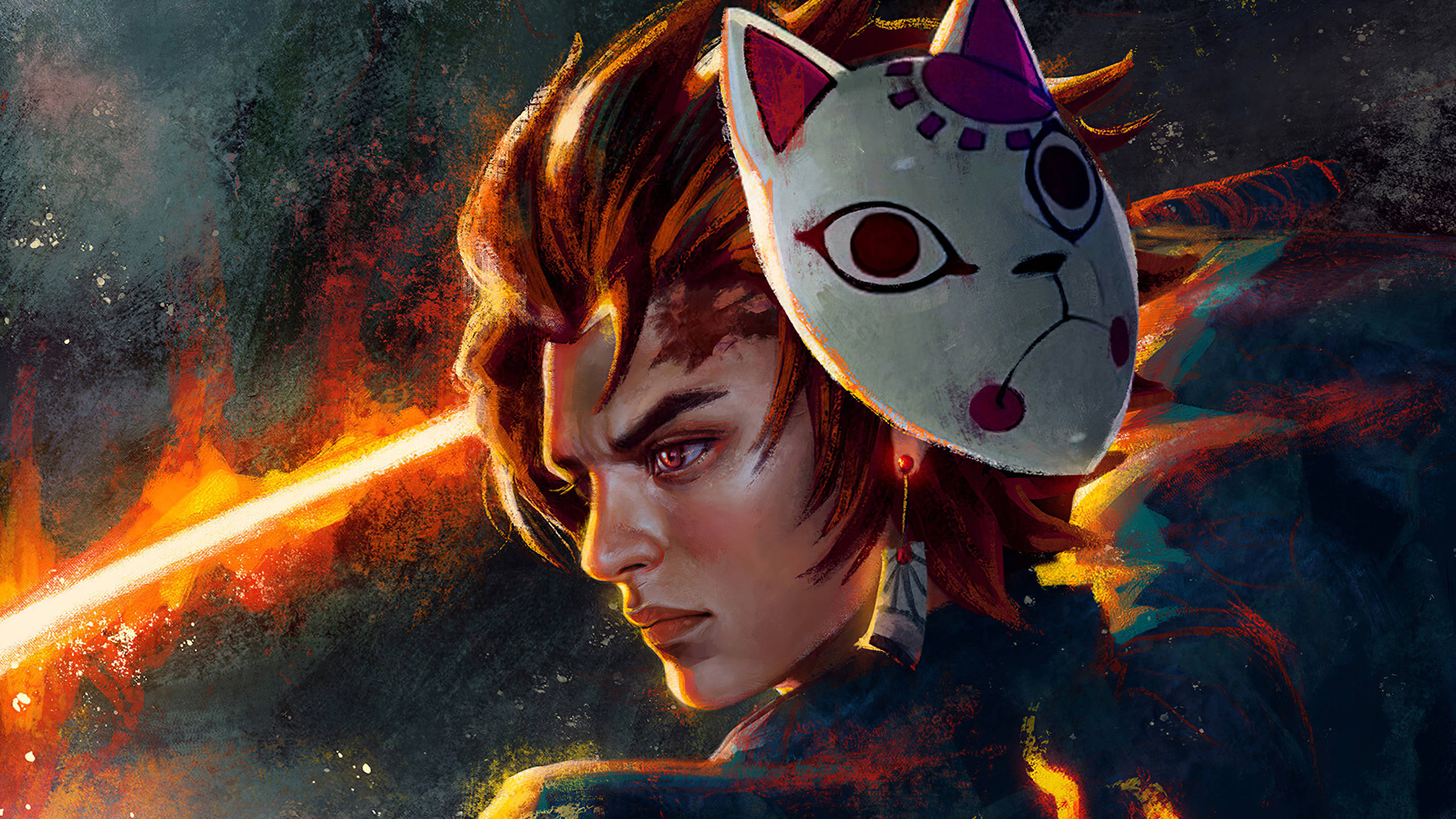 Tanjiro met Demon Slayer-masker Skilderkuns Muurpapier