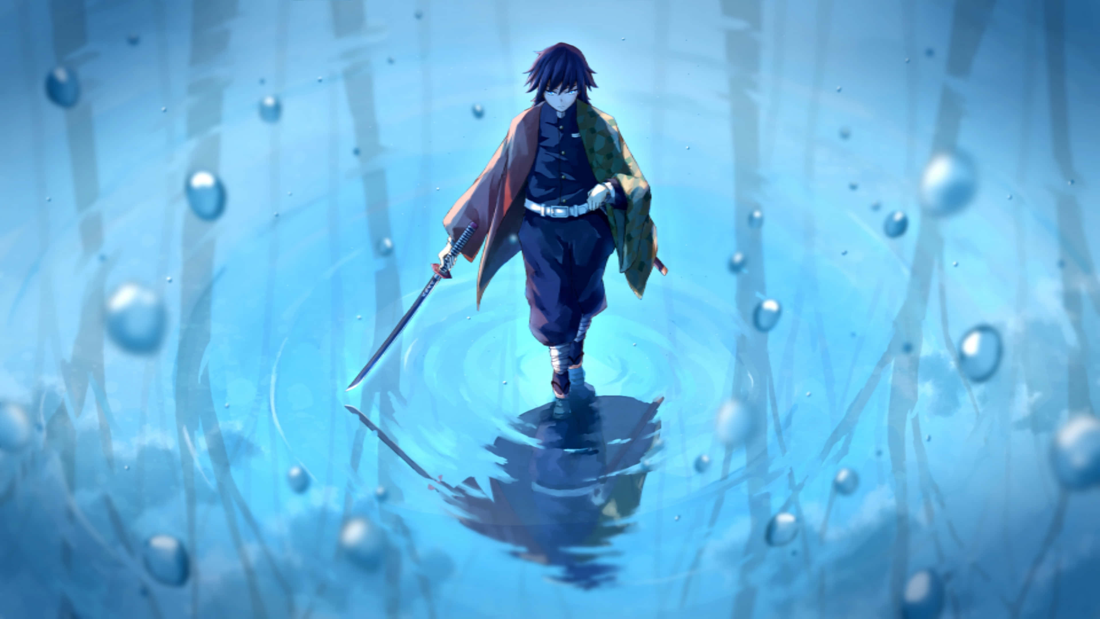 Tanjiro spring in aksie in Demon Slayer 4K! Muurpapier