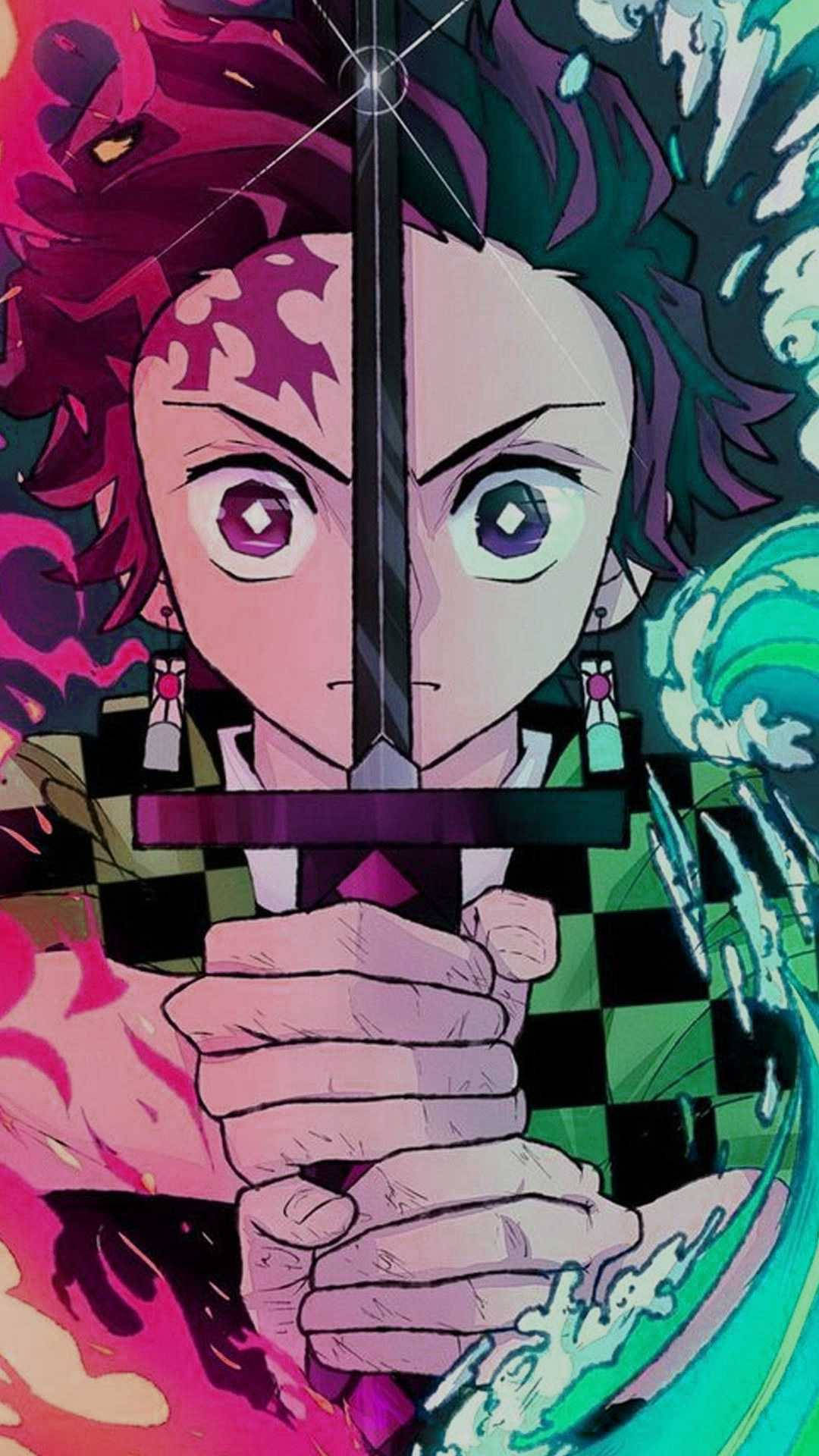 Tanjiro-voormalige Merk Demon Slayer iPhone Muurpapier