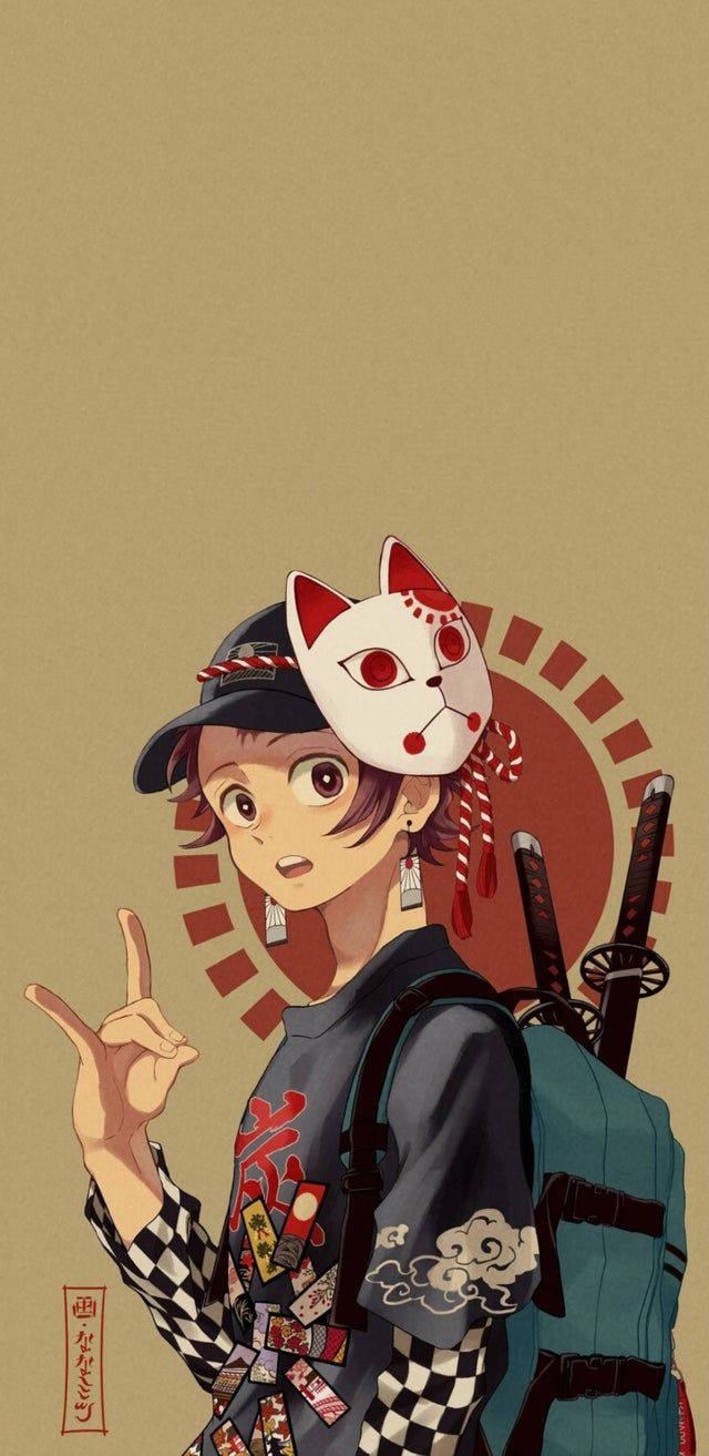 Tanjiro Vredesteken Demon Slayer iPhone Muurpapier