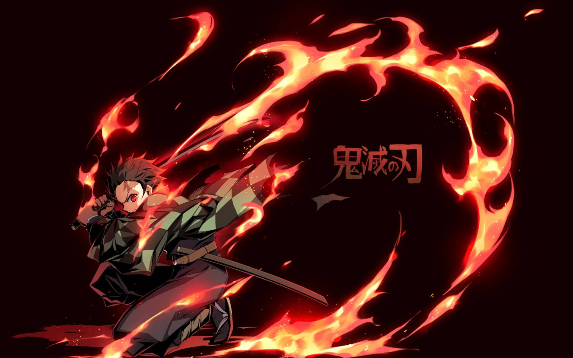 Demon Slayer-agtergrond van Kamado Tanjiro wat die Hinokami Kagura-tegniek uitvoer. — Demon slayer 4K GIF Muurpapier