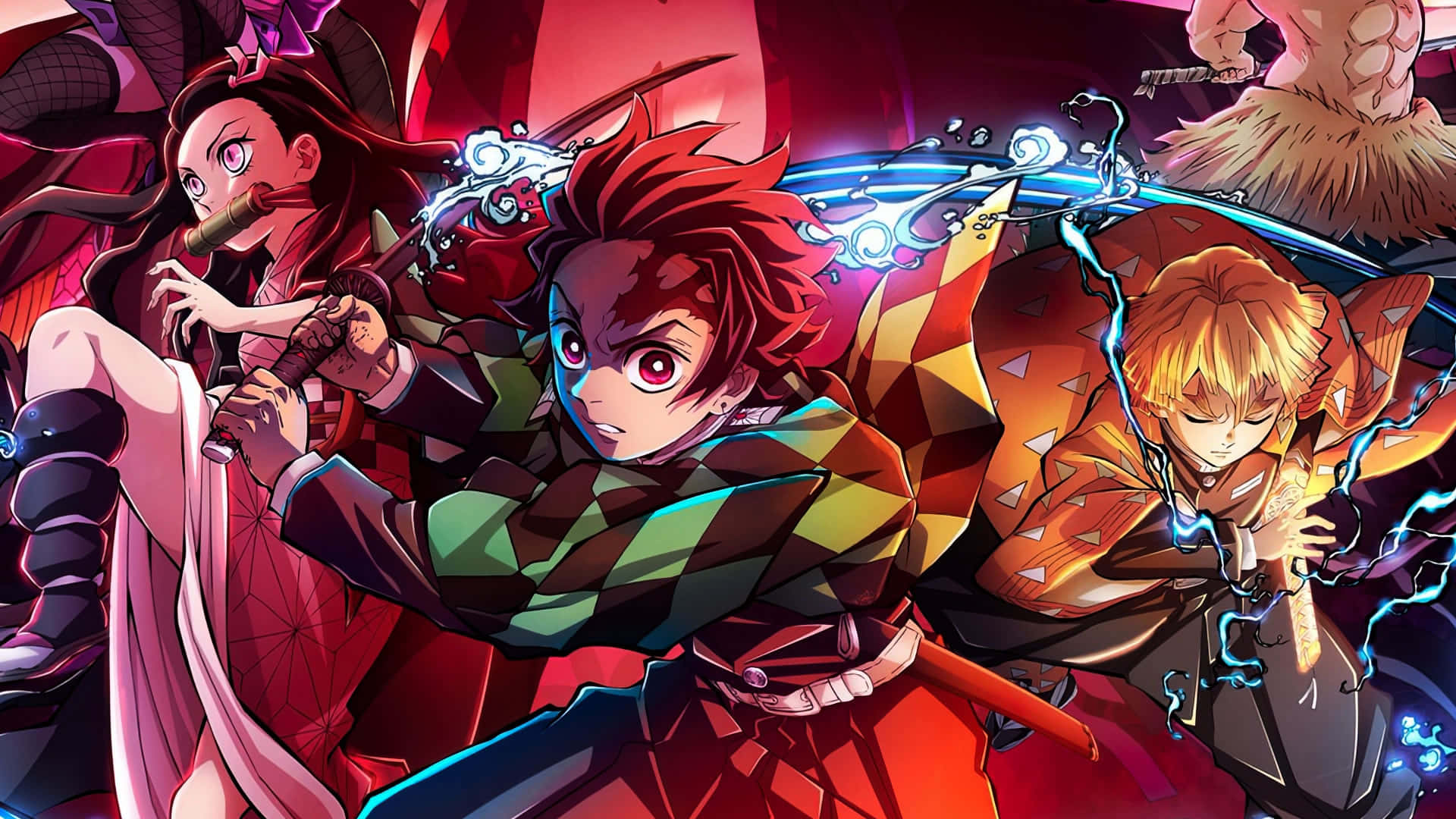 Tanjiro Zenitsu Nezuko Kimetsu No Yaiba Prent Muurpapier