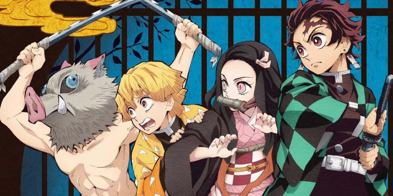 Tanjirou Kamado Staan Op! Muurpapier