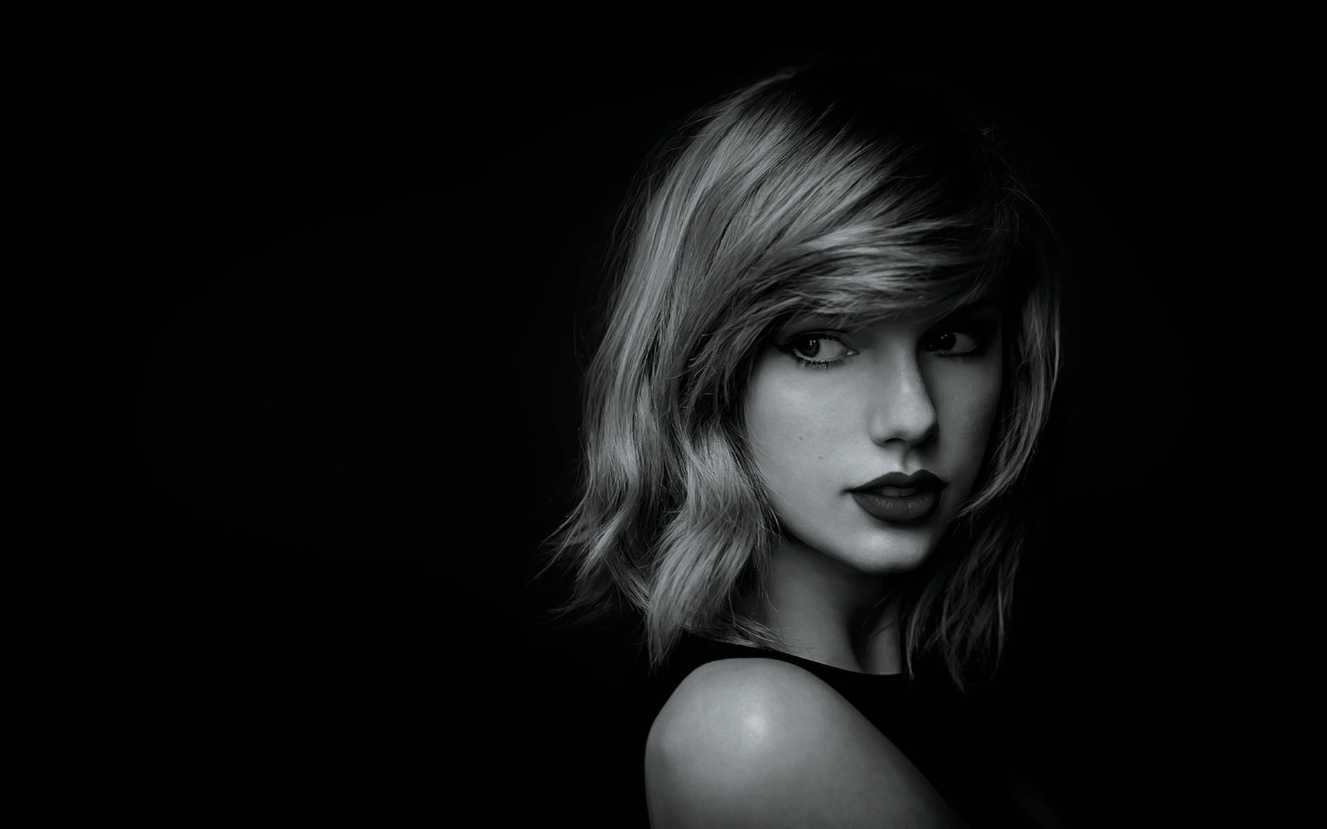 Taylor Swift swart en wit portret, musiek of liedjieskrywer. — Taylor Swift Muurpapier