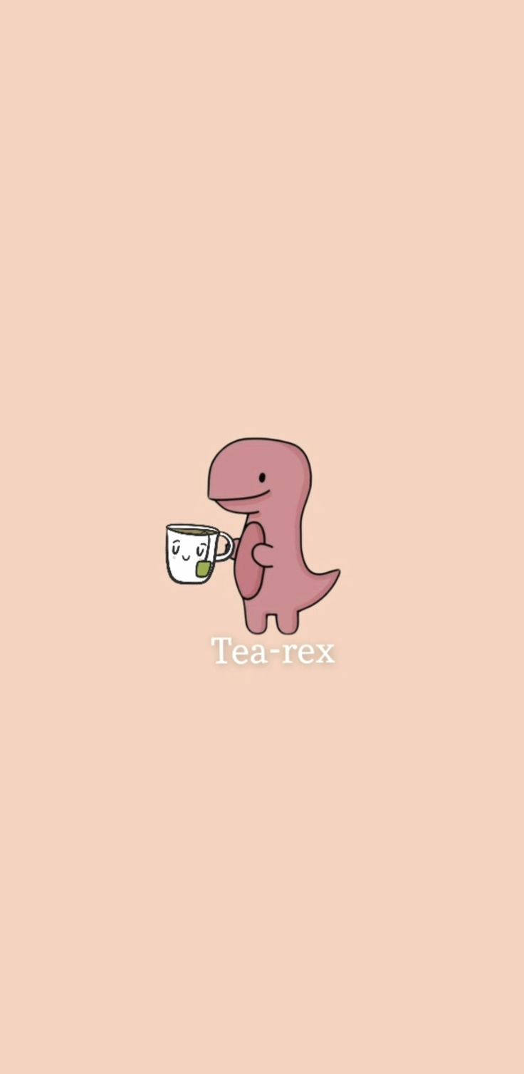 Tea-rex Dino Kwaai iPhone Muurpapier