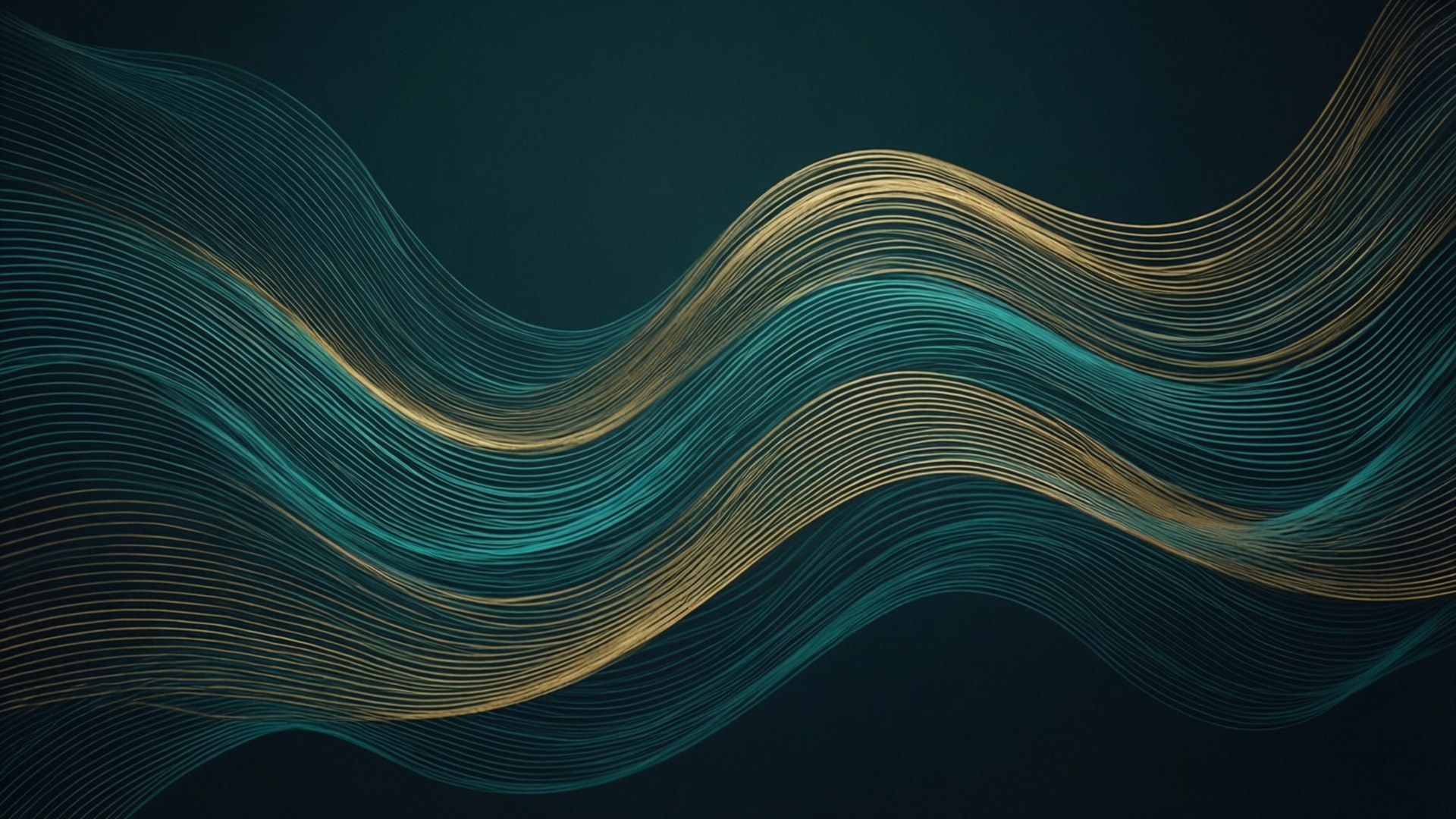 Teal en Goue Golwe Muurpapier