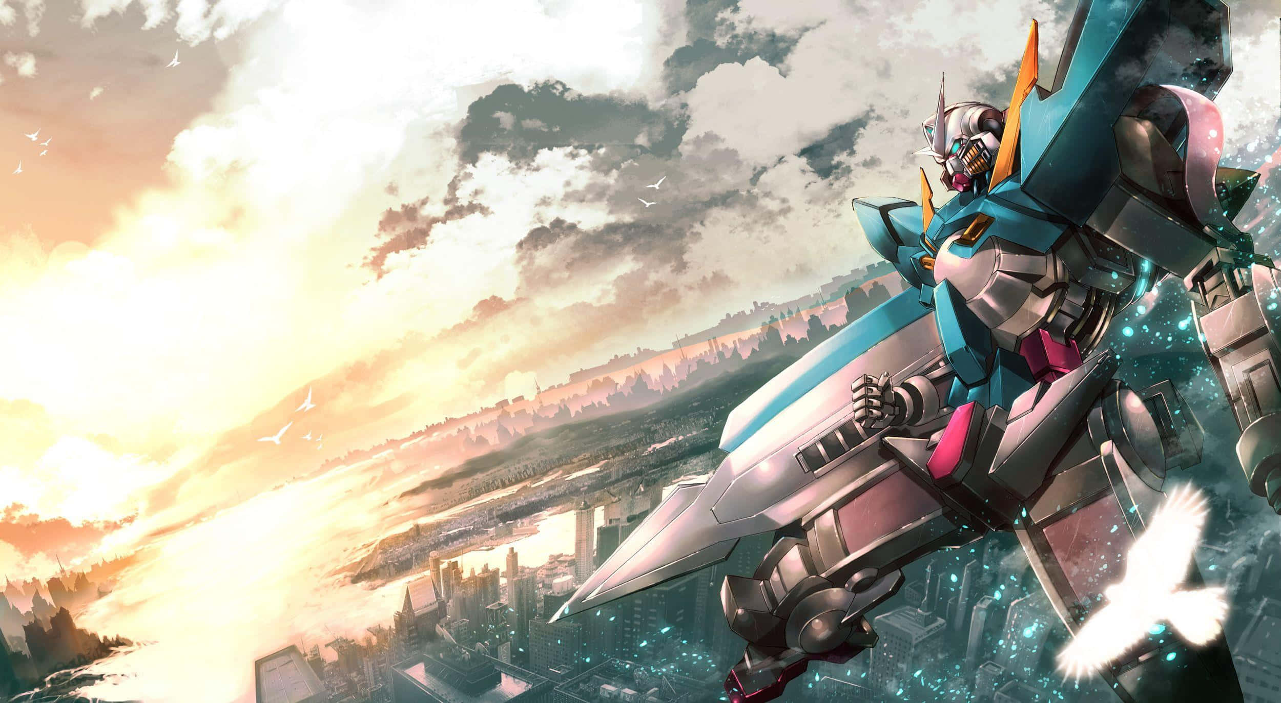 Teal Gundam-rekenaar Muurpapier
