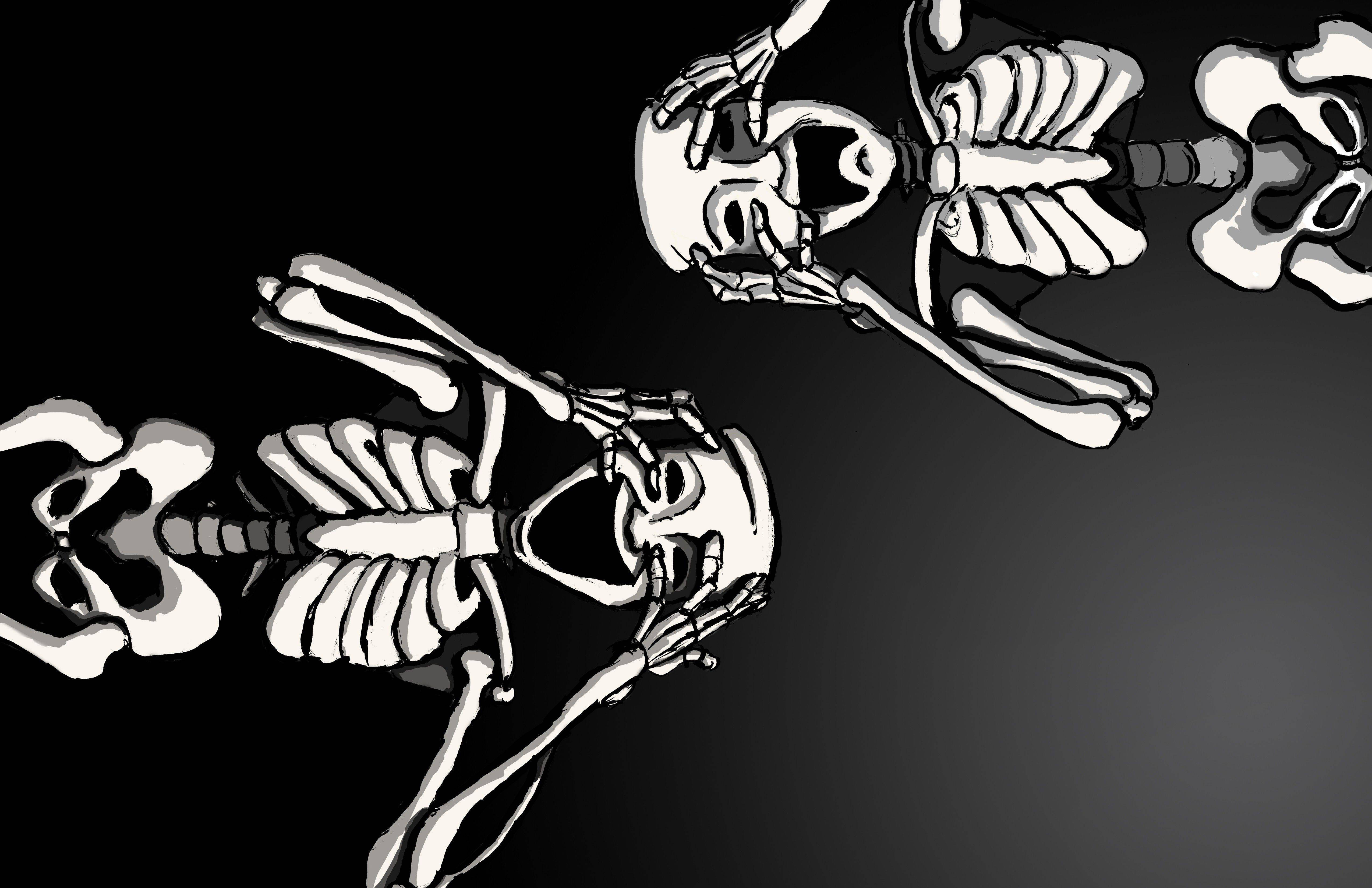 Teatermaskers Skelet Bureaublad Muurpapier
