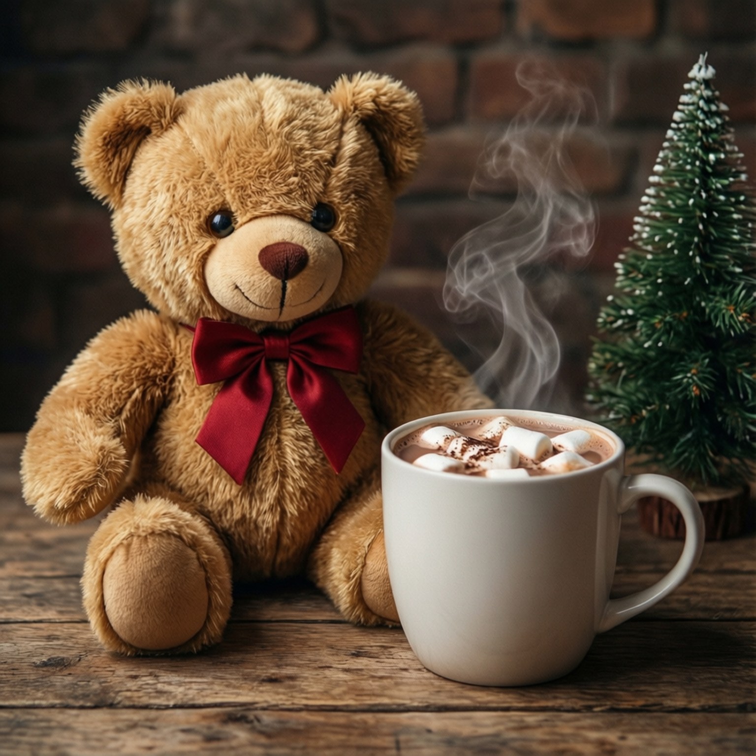 Teddiebeer met Warm Kakao Muurpapier