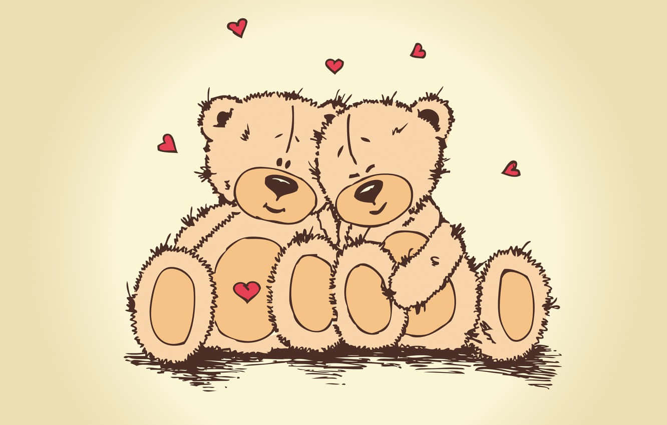 Teddiebere Skoon Valentynsdag Digitale Kunswerk Muurpapier