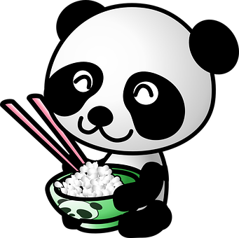 Tekenpanda wat rys eet Muurpapier