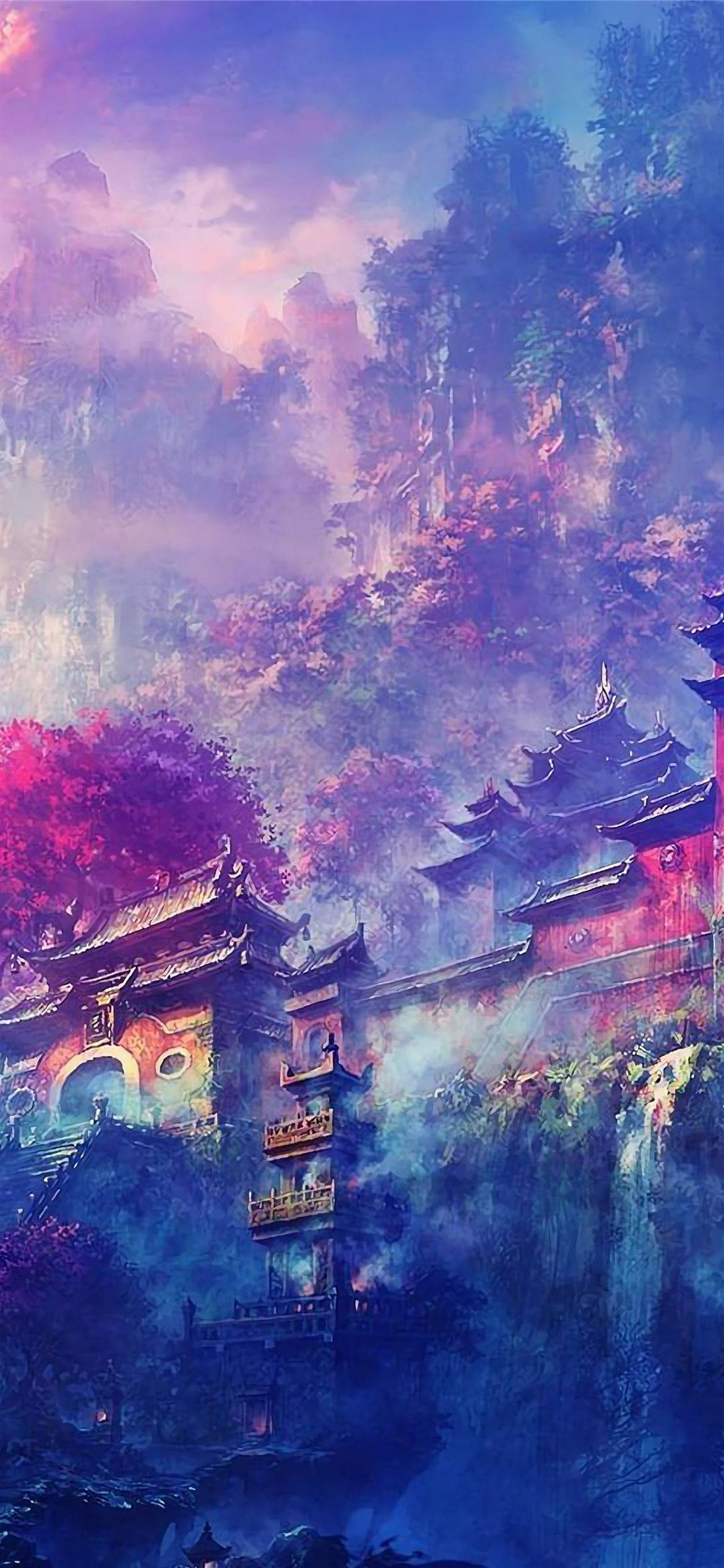 Tempel Pers Anime Esteties Muurpapier