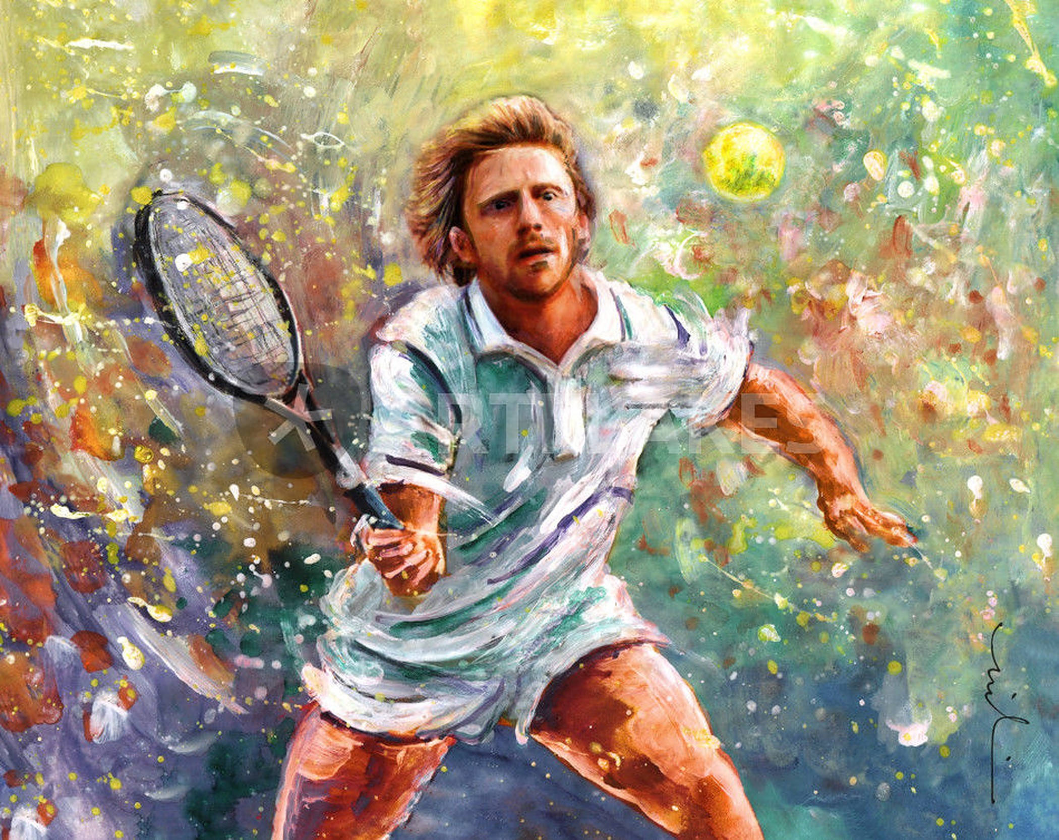 Tennislegende Boris Becker se kragtige voorhand Muurpapier