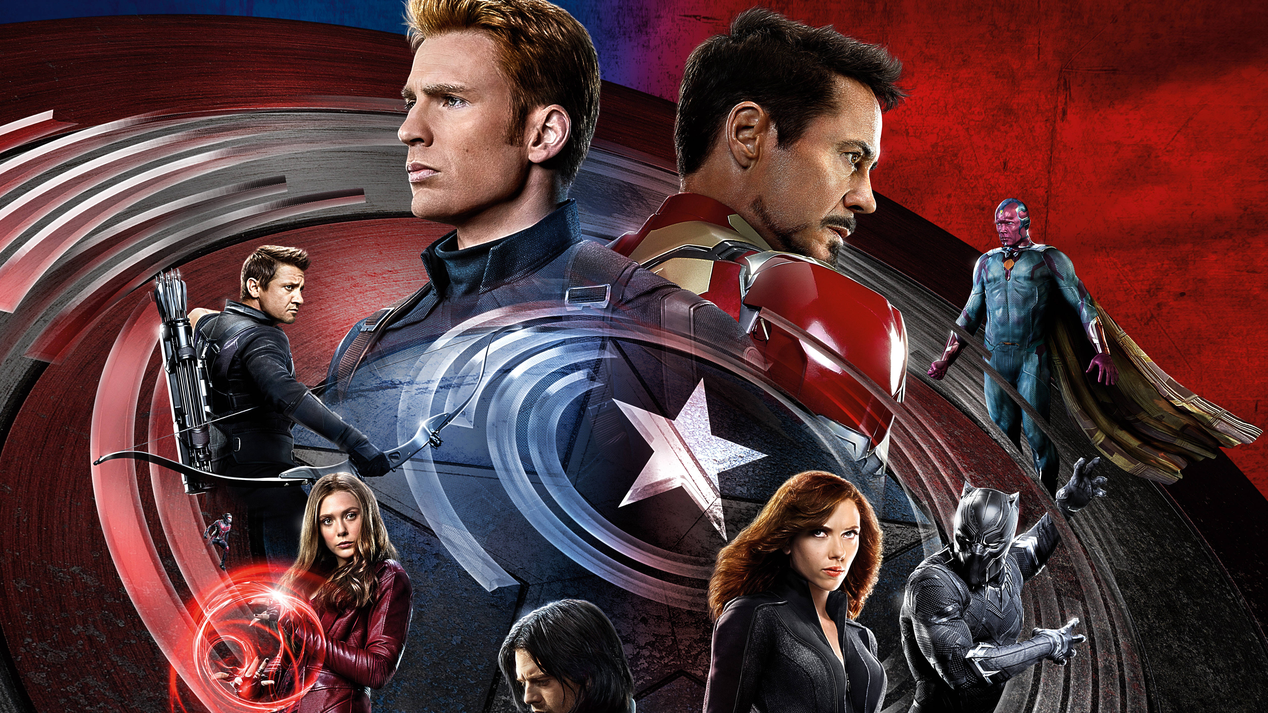 Terug-na-Rug Houding Captain America Civil War Muurpapier