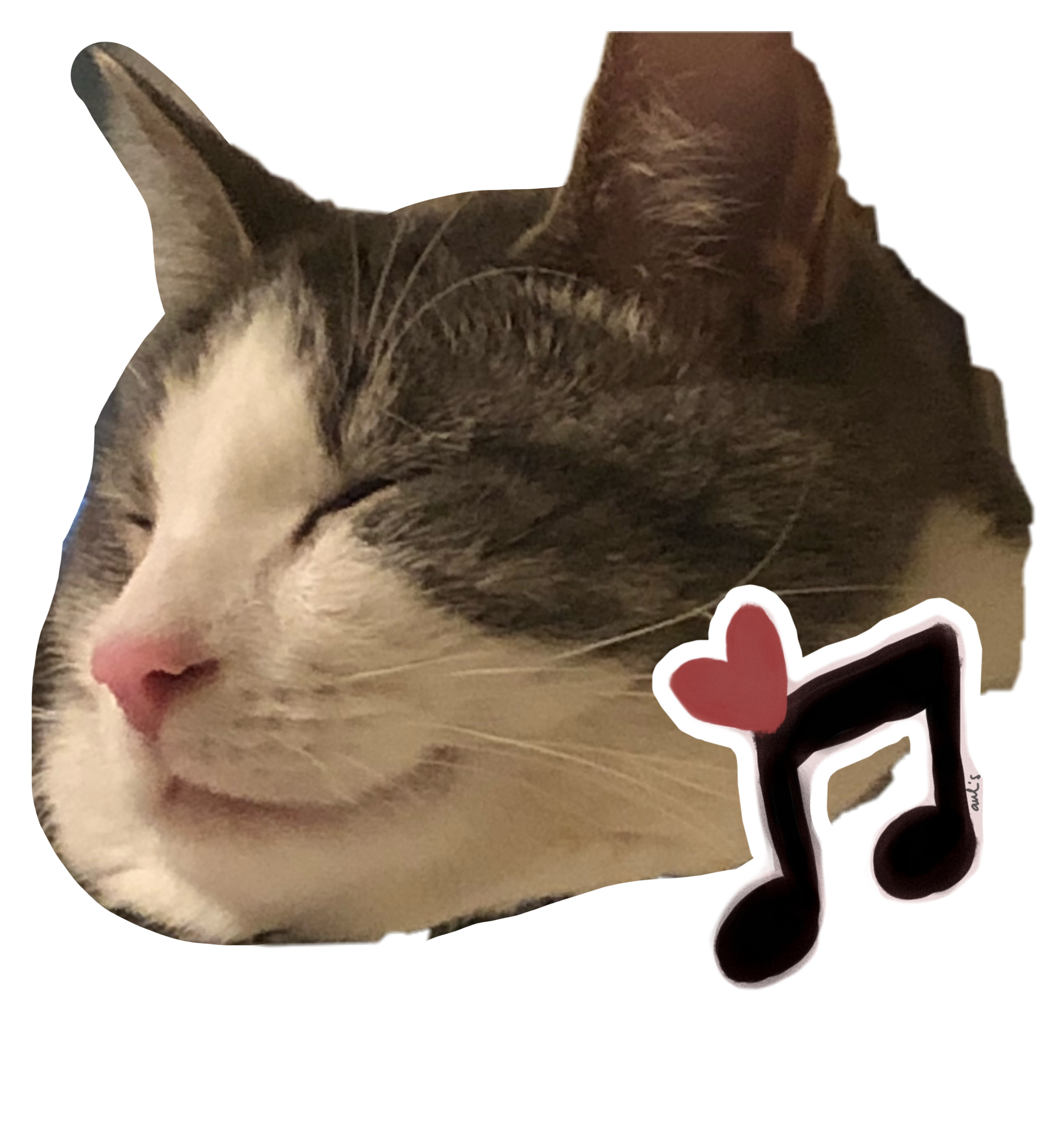 Tevrede Kat Musiek Liefde Plakker.PNG Muurpapier