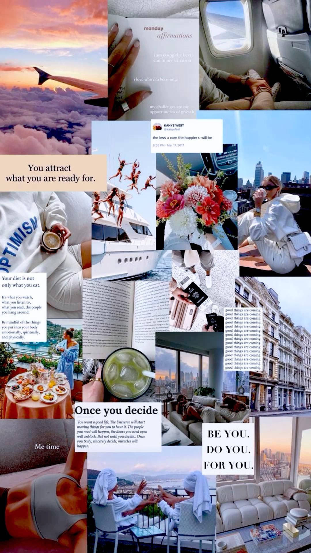 That Girl Aesthetic Inspirerende Collage Muurpapier