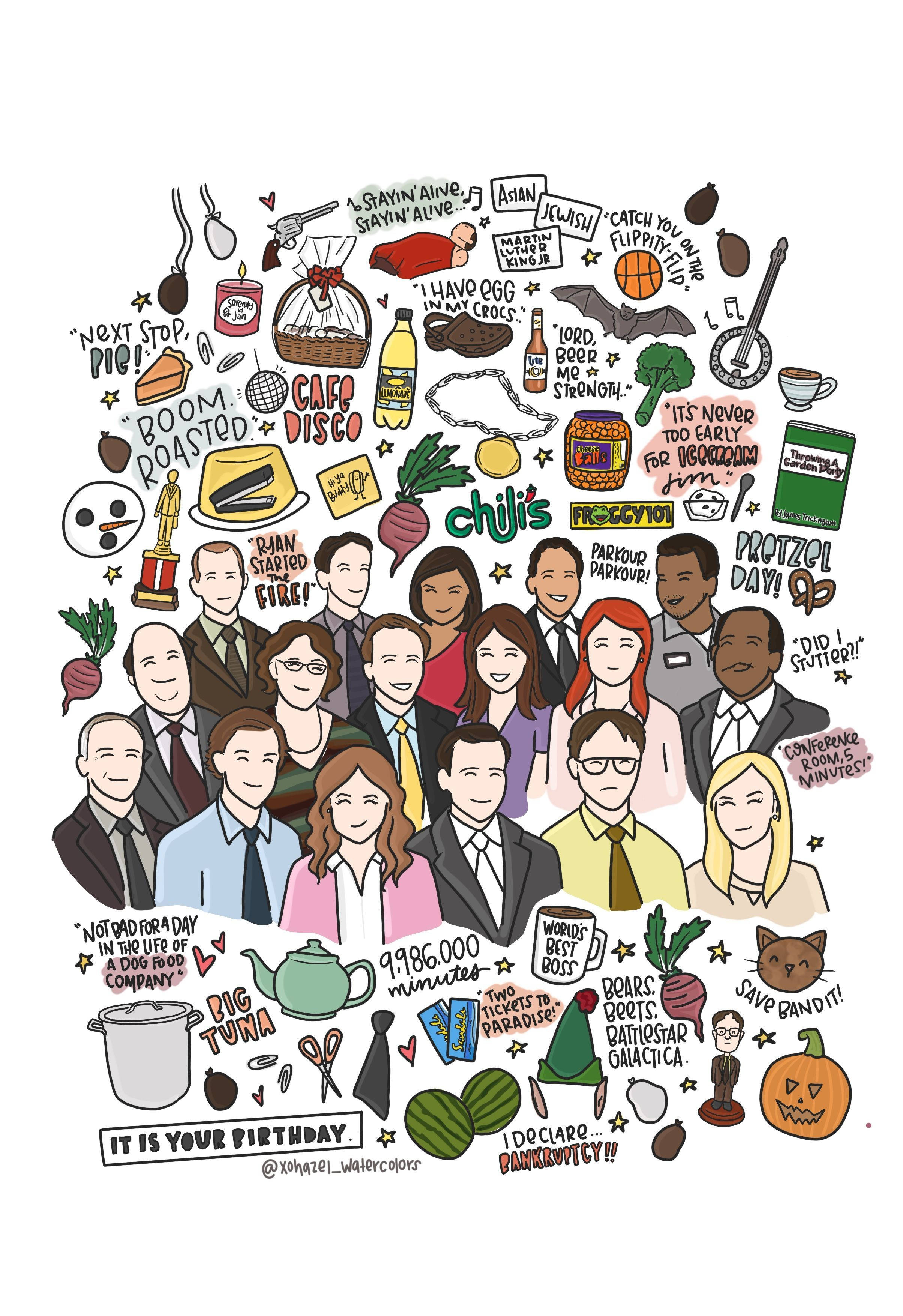 The Office US Rolverdeling Geniet 'n Goeie Tekensessie Muurpapier
