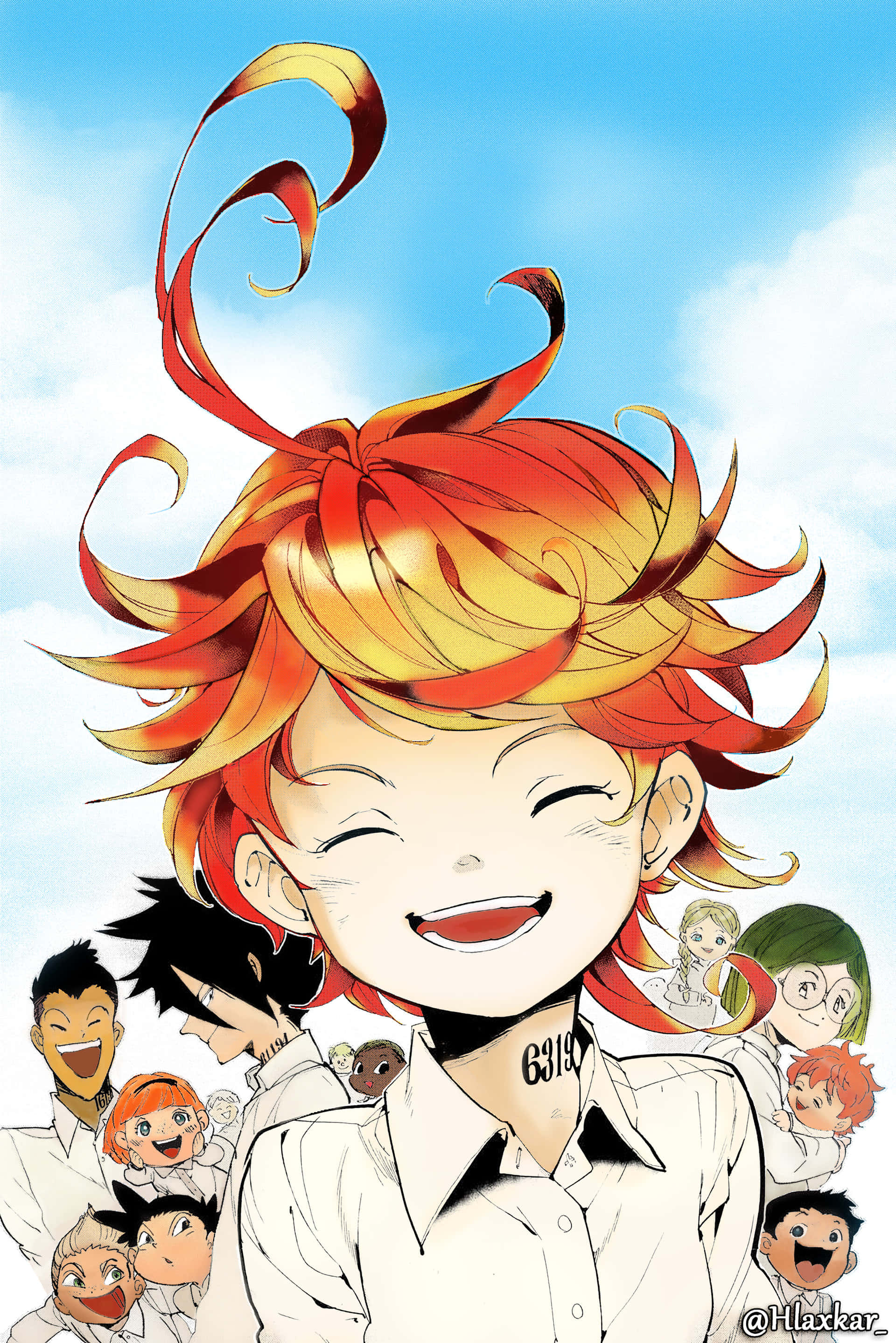 The Promised Neverland Vrolike Prent Muurpapier