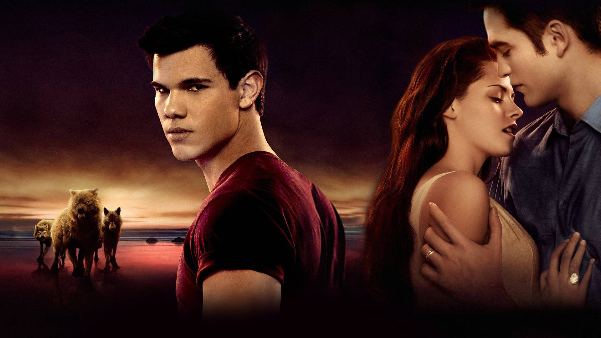 The Twilight Saga Jacob Bella Edward Muurpapier