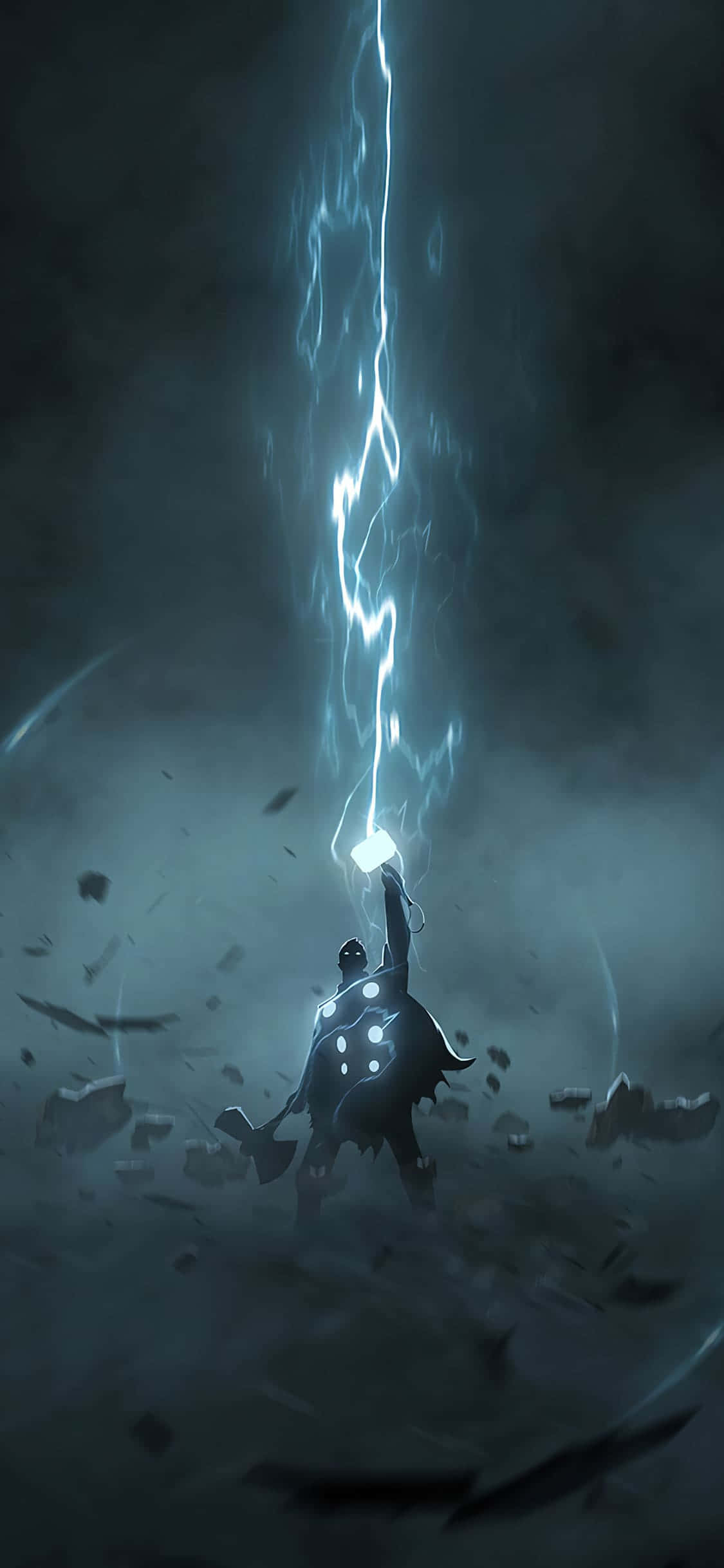 Thor, God van Donder, staan gereed vir geveg Muurpapier