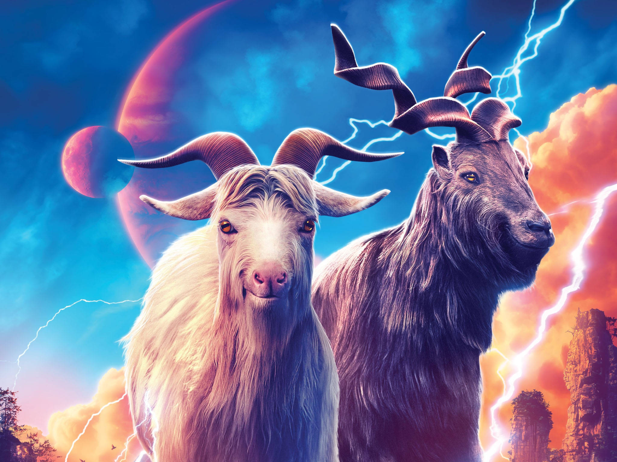 Thor Love And Thunder Asgardiese Bokke Muurpapier