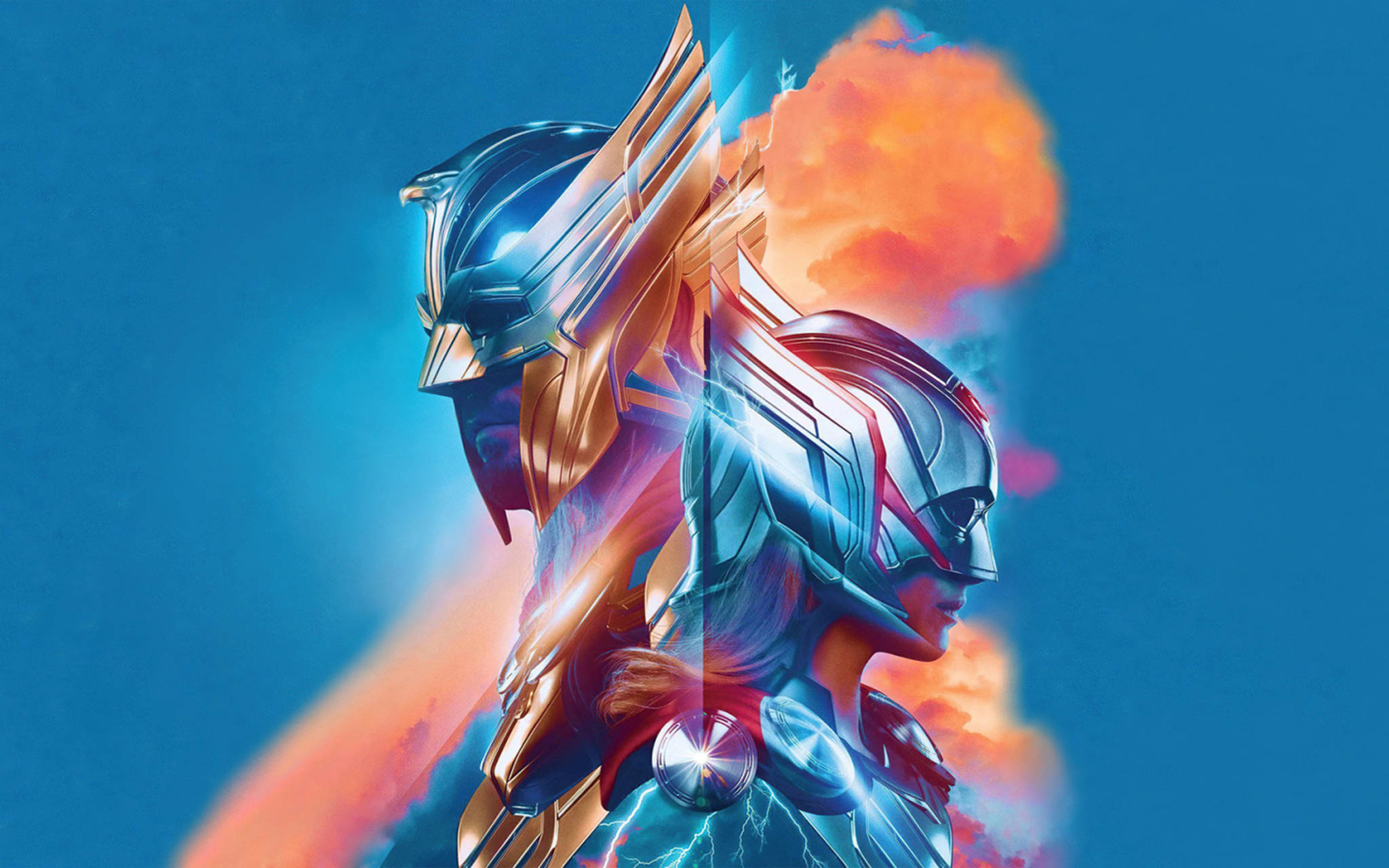 Thor Love And Thunder Gevegswapens Muurpapier