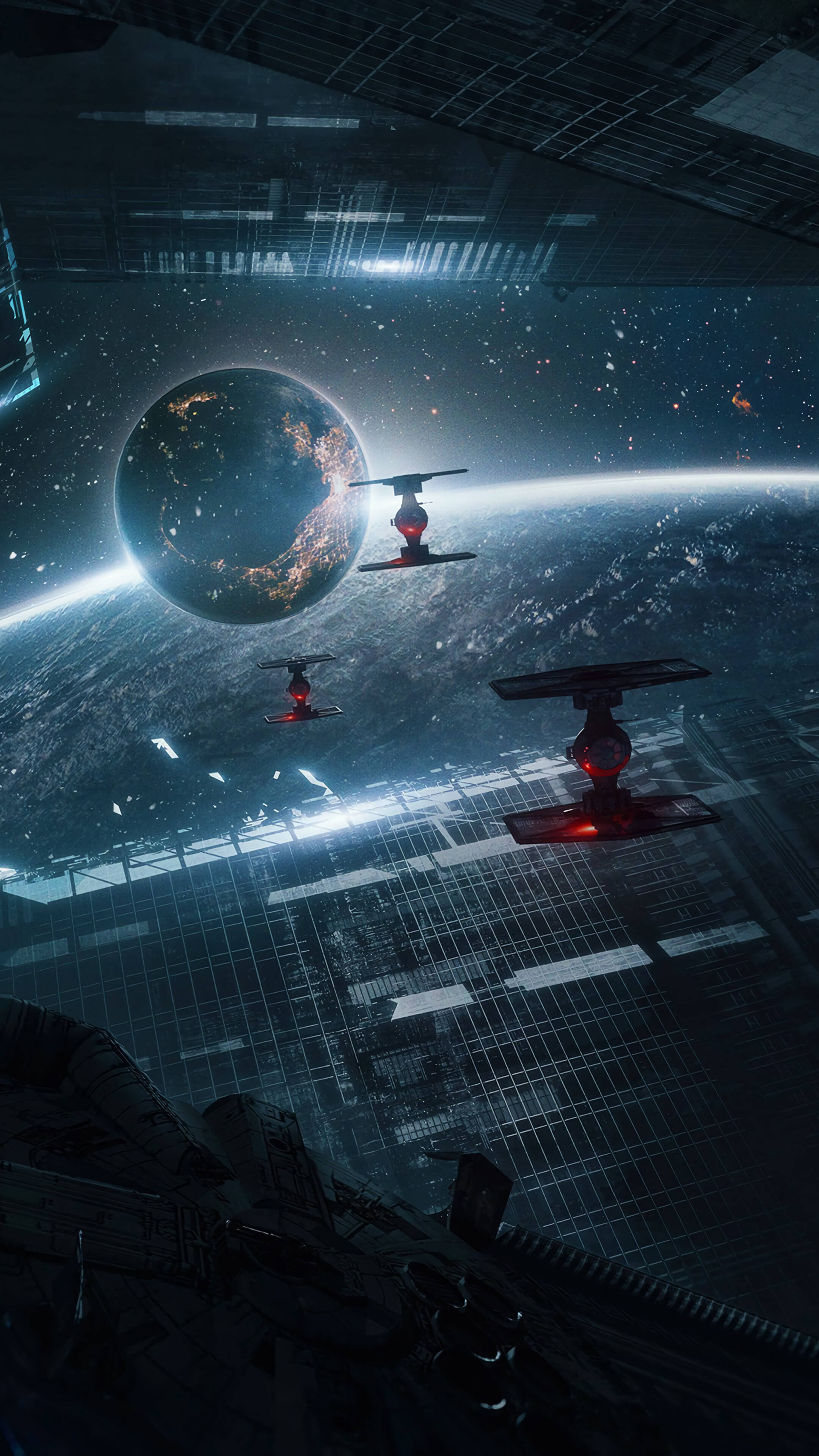 Tie Fighters Ruimte 4K Foon Muurpapier