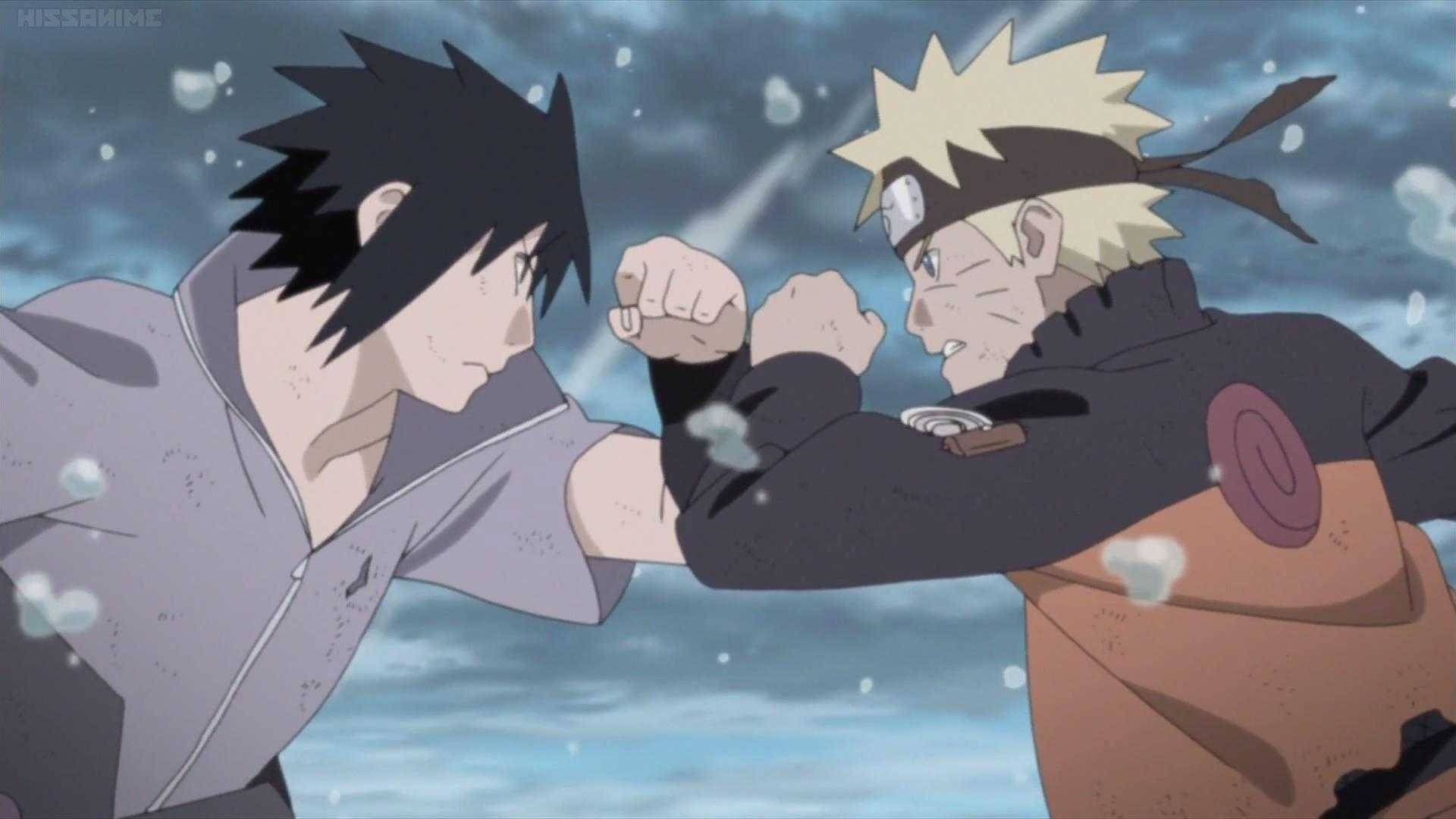 Tiener Naruto en Sasuke Taijutsu Geveg Muurpapier